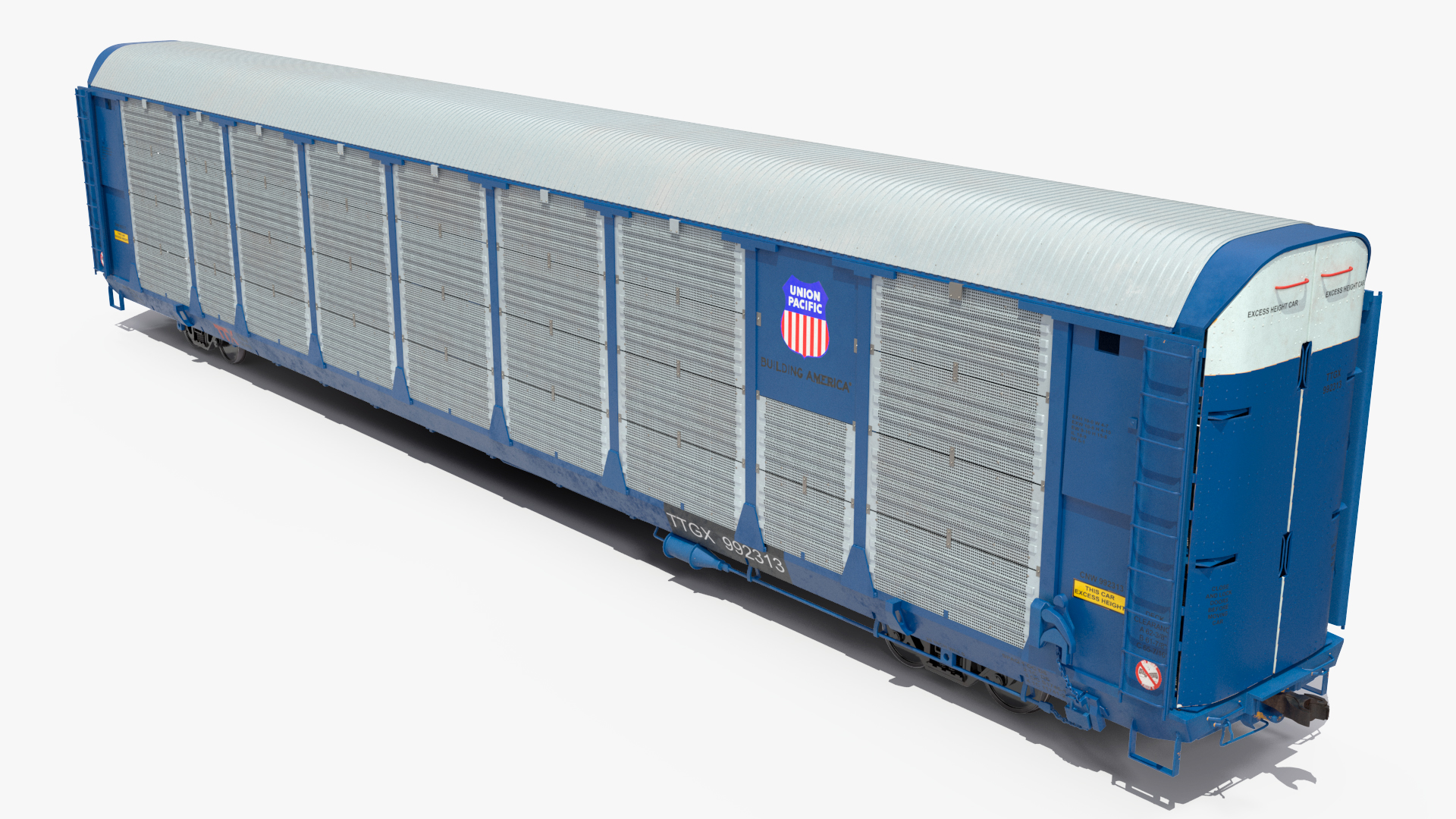 3D Autorack Railroad Car Blue