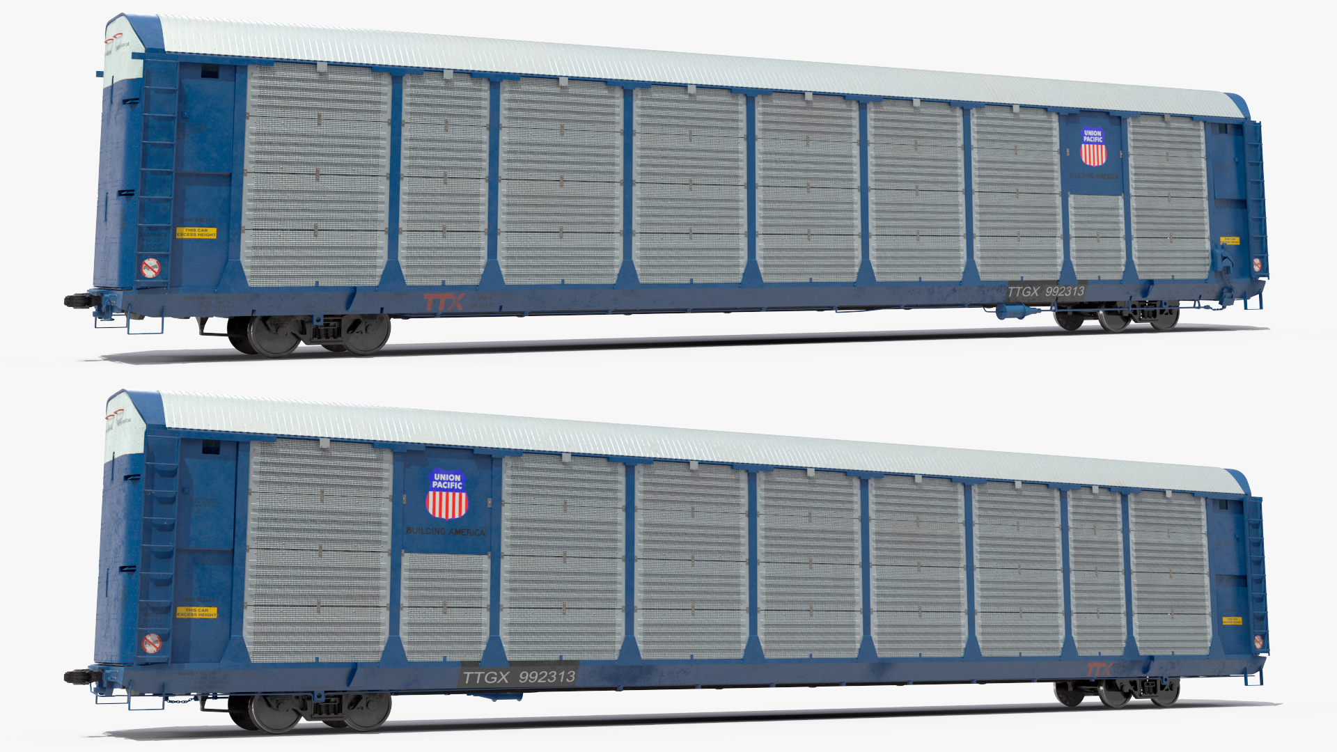 3D Autorack Railroad Car Blue
