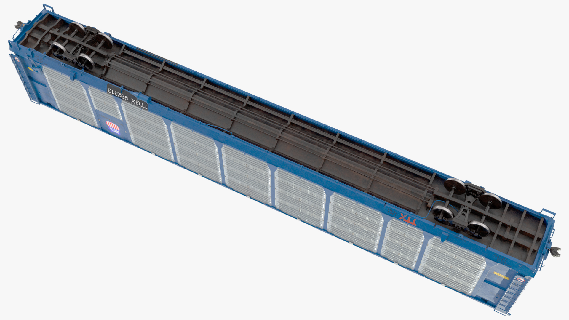3D Autorack Railroad Car Blue