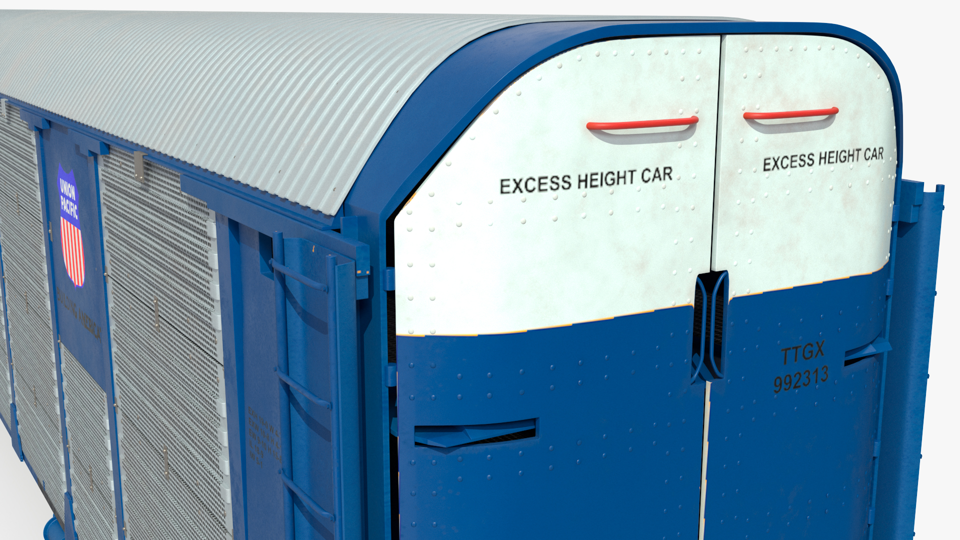 3D Autorack Railroad Car Blue