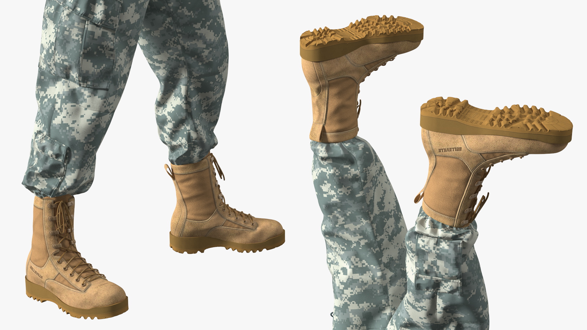 Soldier in Night Vision Goggles Grey Camo Standing Fur 3D model