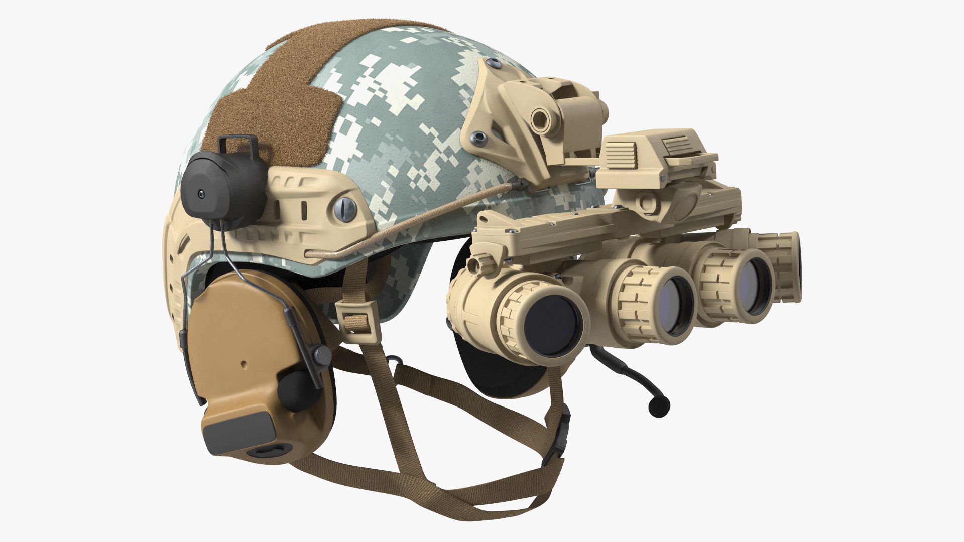 Soldier in Night Vision Goggles Grey Camo Standing Fur 3D model