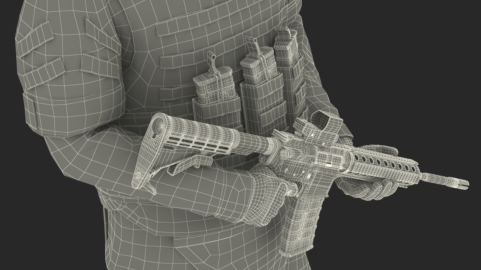 Soldier in Night Vision Goggles Grey Camo Standing Fur 3D model