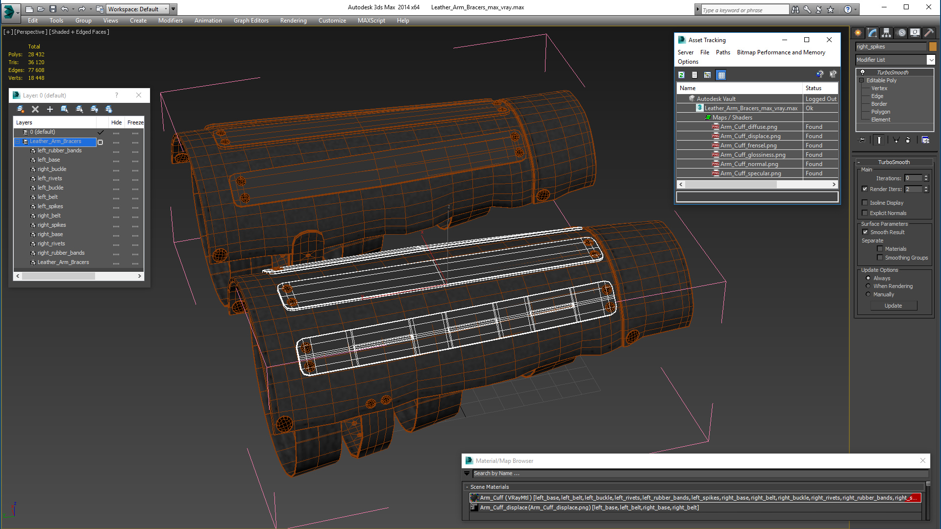 Leather Arm Bracers 3D model