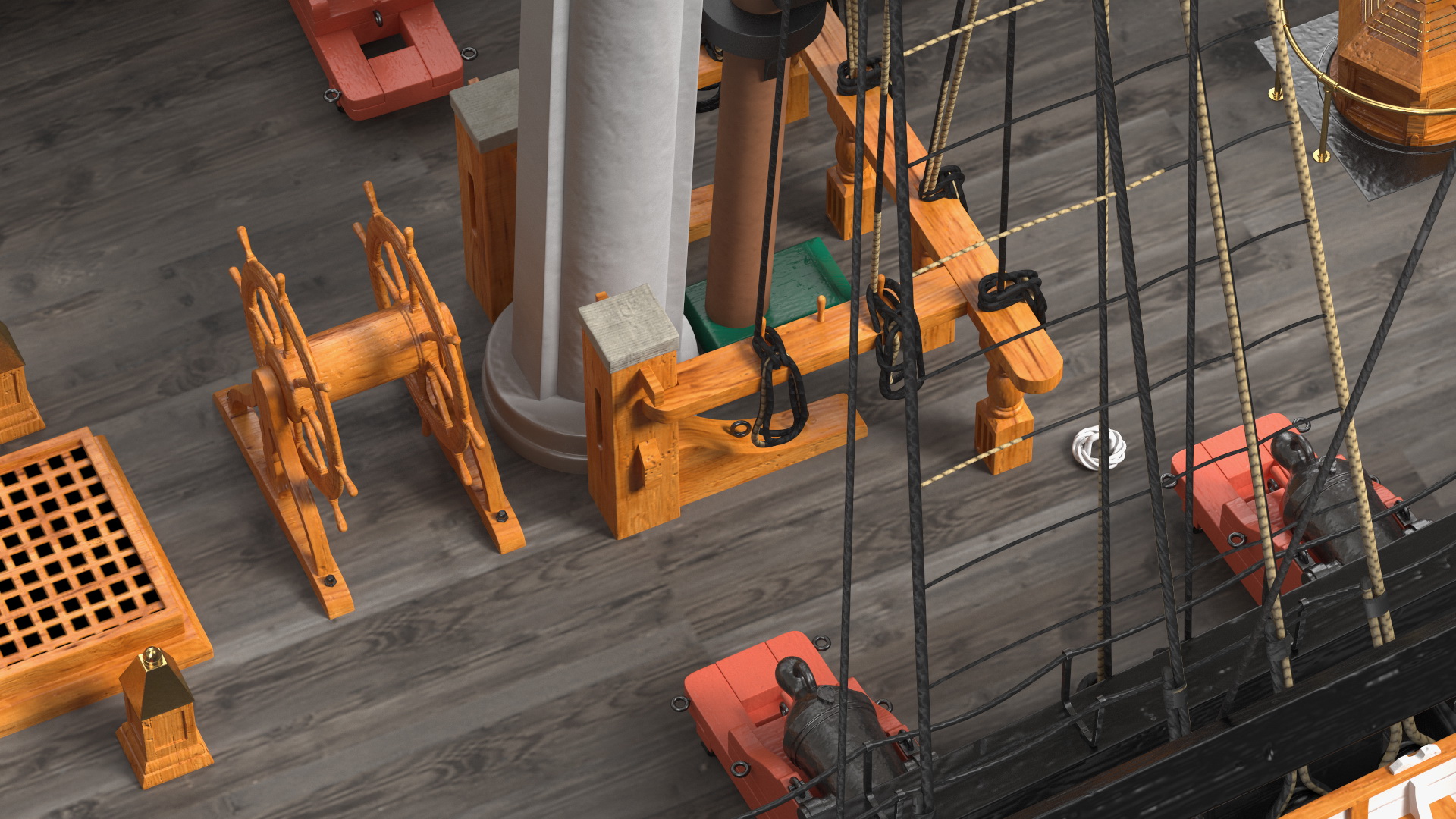 Three Masted Heavy Frigate Raised Sails 3D model