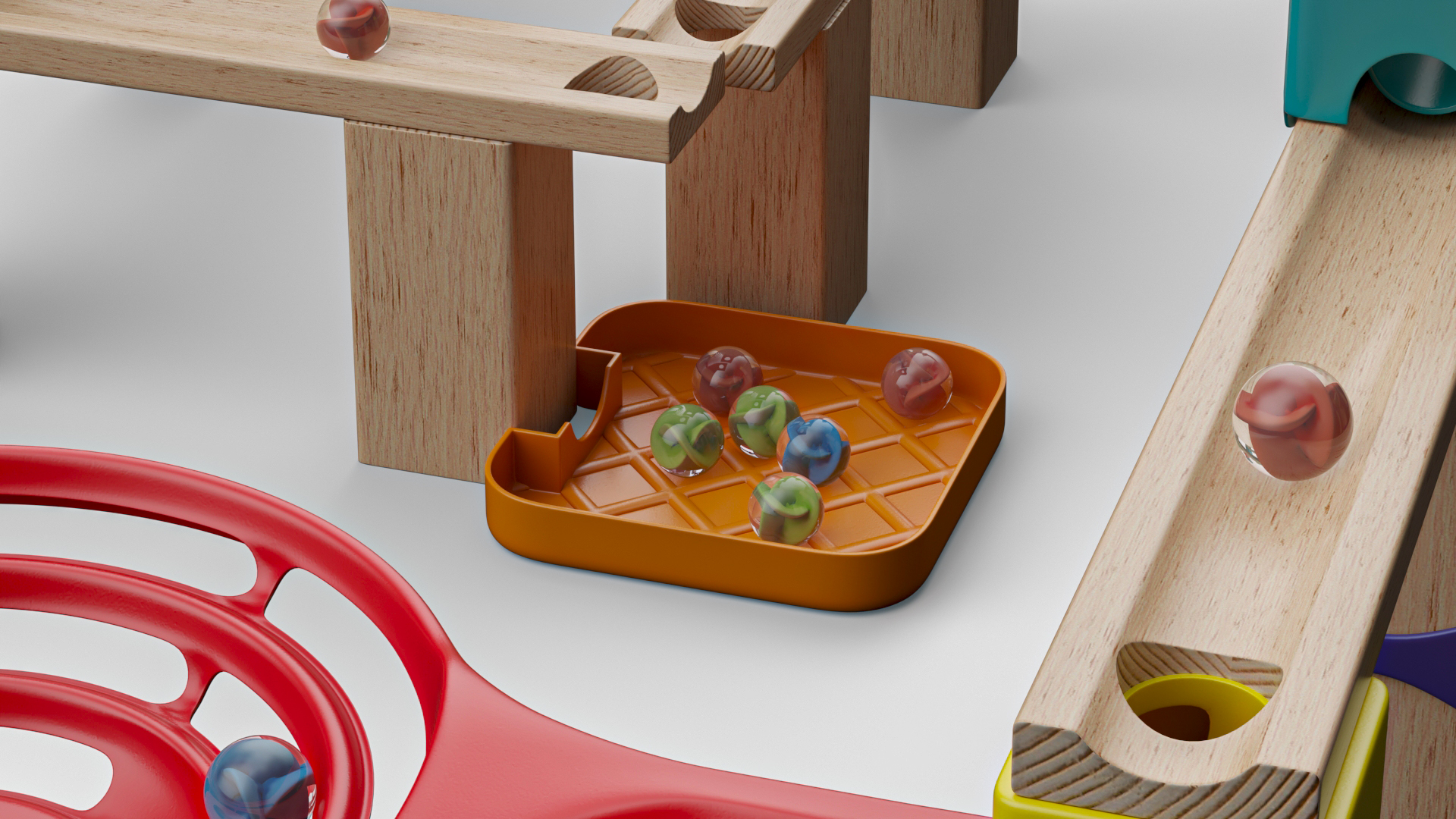 3D model Wooden Marble Run Toy Set