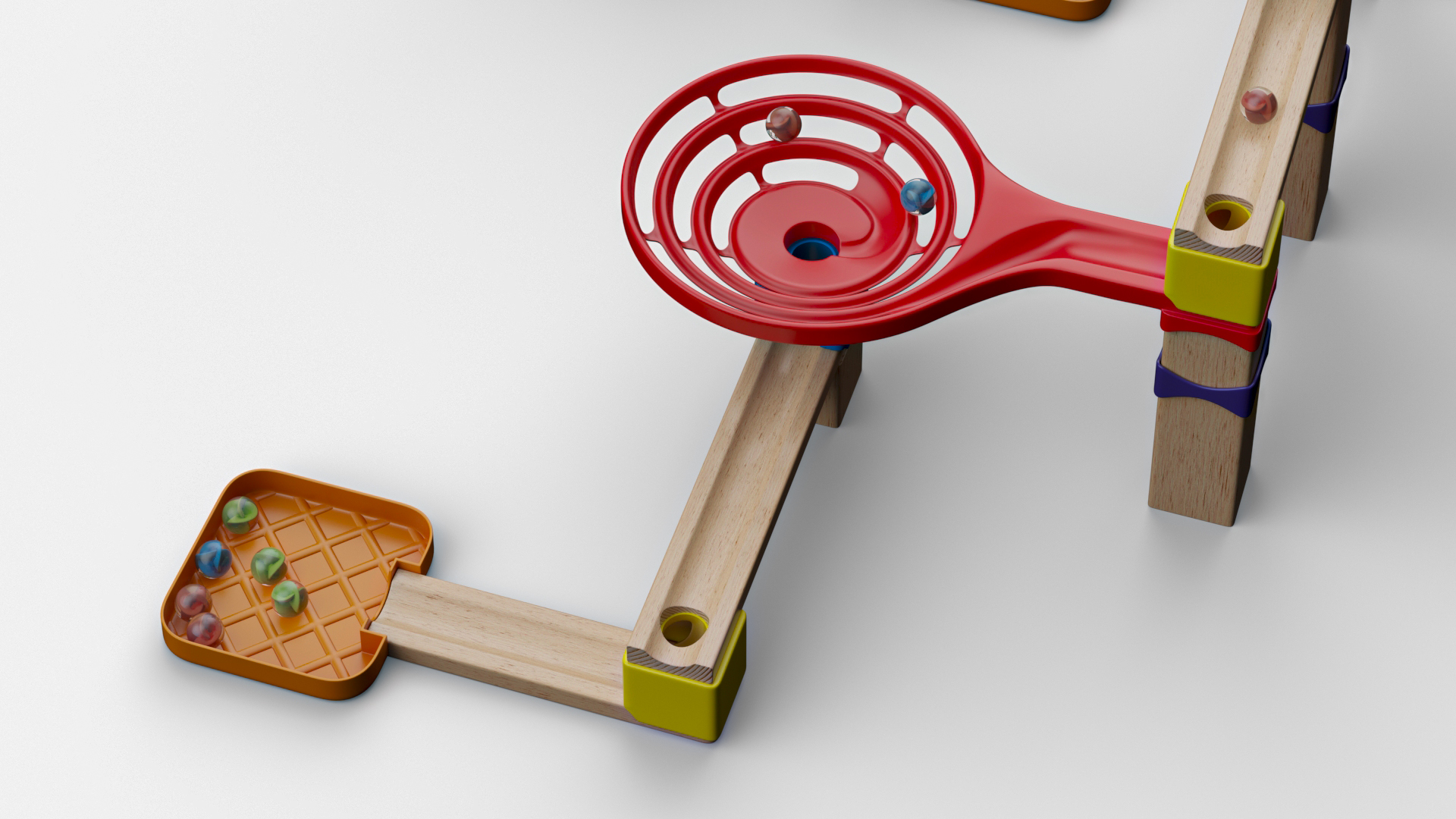 3D model Wooden Marble Run Toy Set
