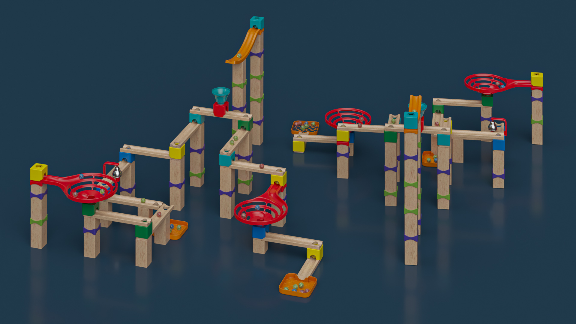 3D model Wooden Marble Run Toy Set