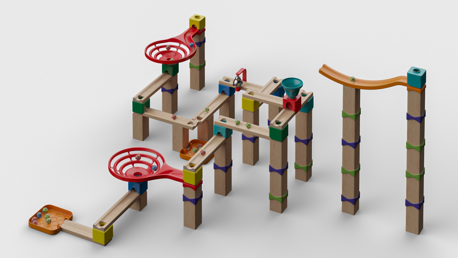 3D model Wooden Marble Run Toy Set