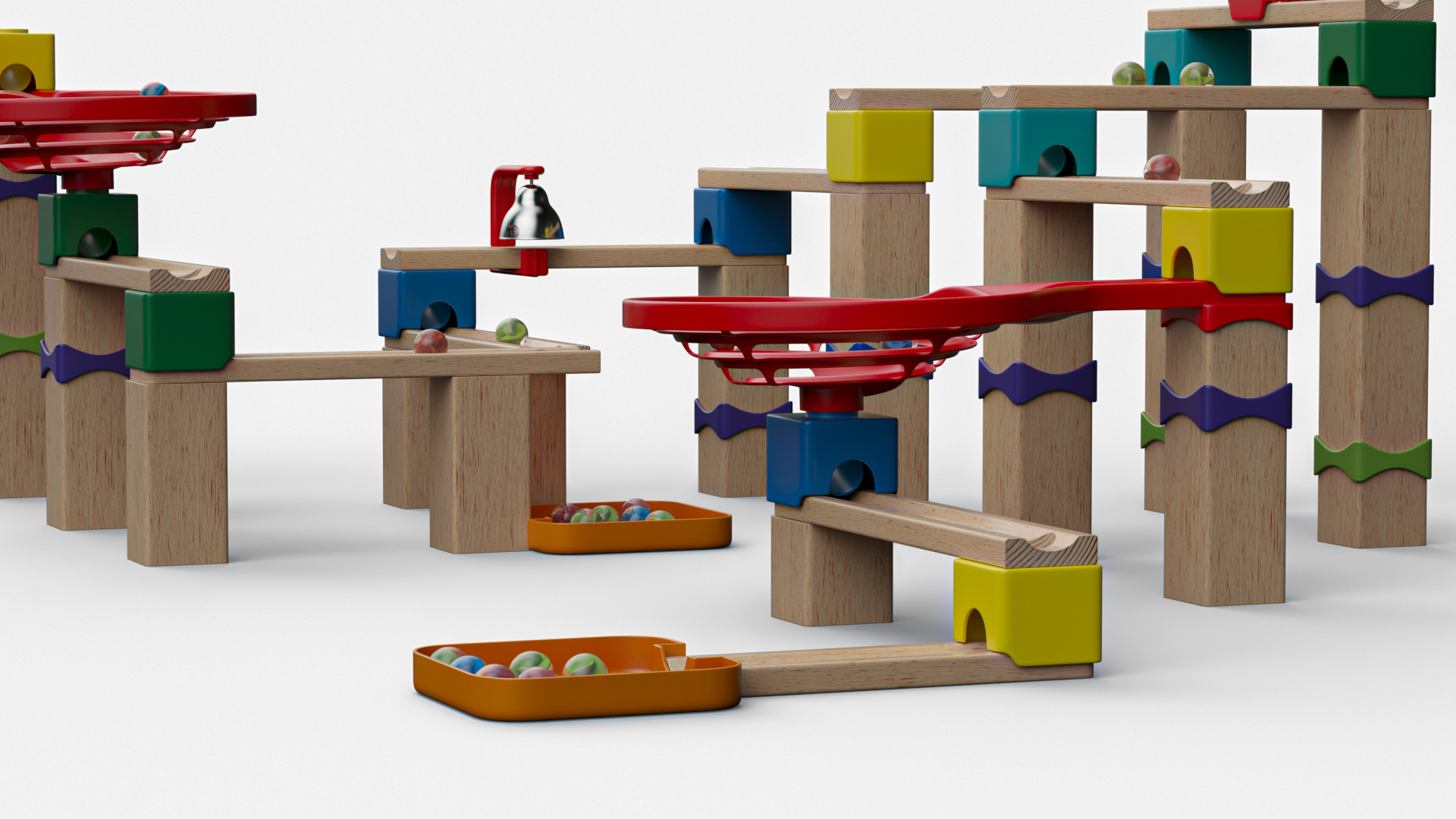 3D model Wooden Marble Run Toy Set