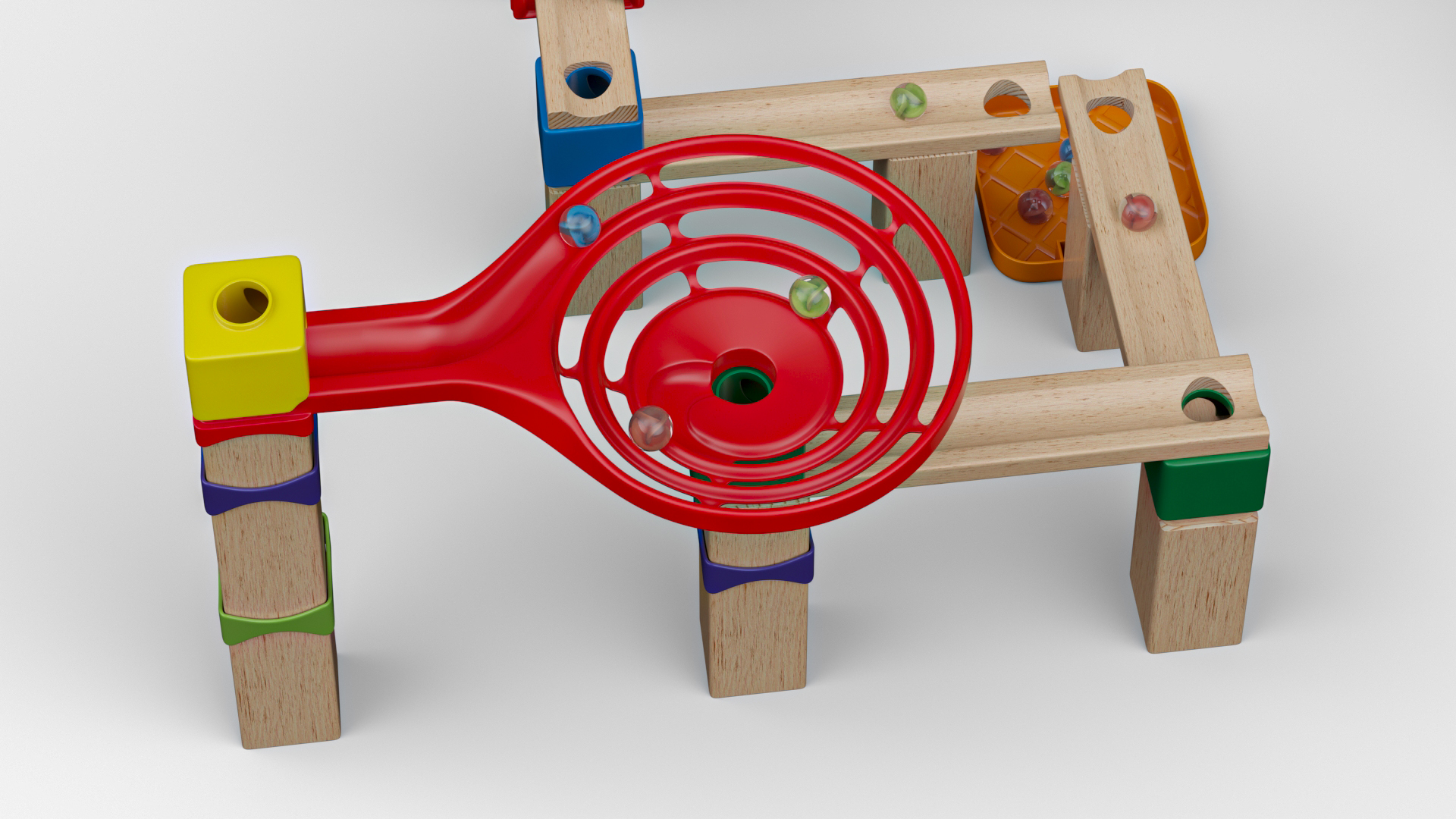 3D model Wooden Marble Run Toy Set