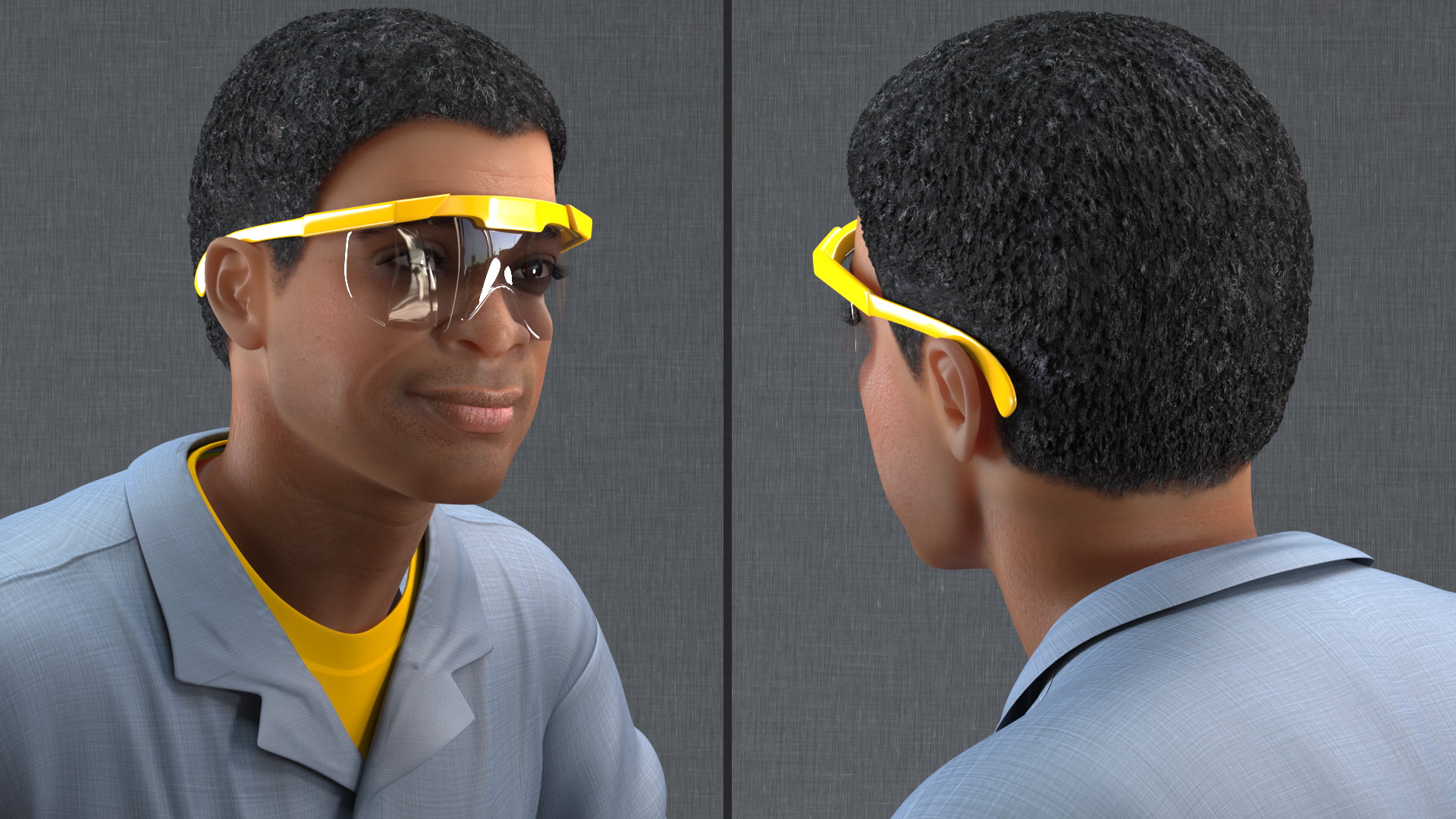 3D Light Skin Black Man Electrician Inspecting Pose model