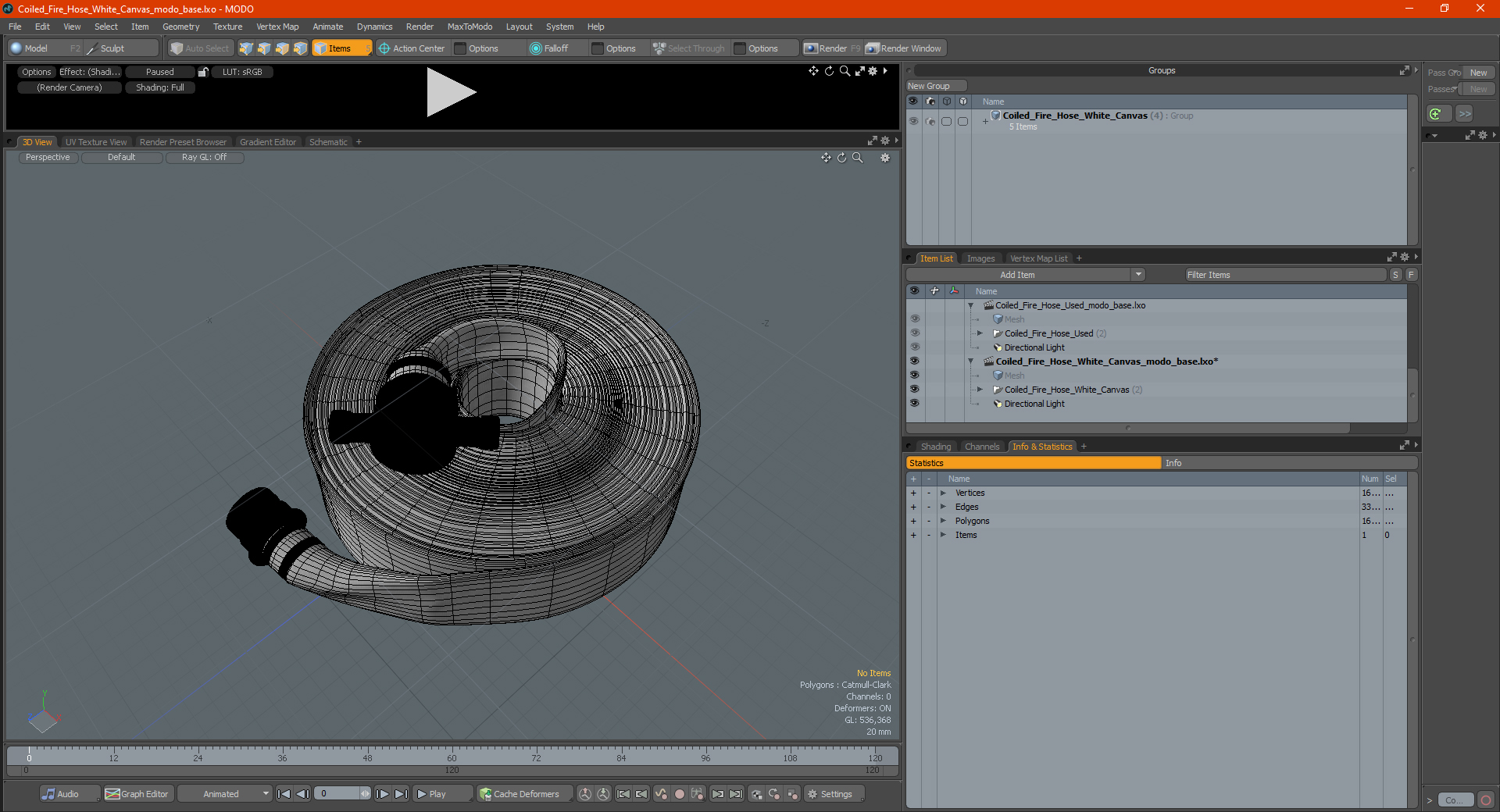 Coiled Fire Hose White Canvas 3D model