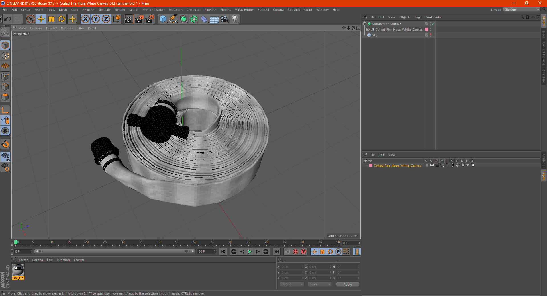 Coiled Fire Hose White Canvas 3D model