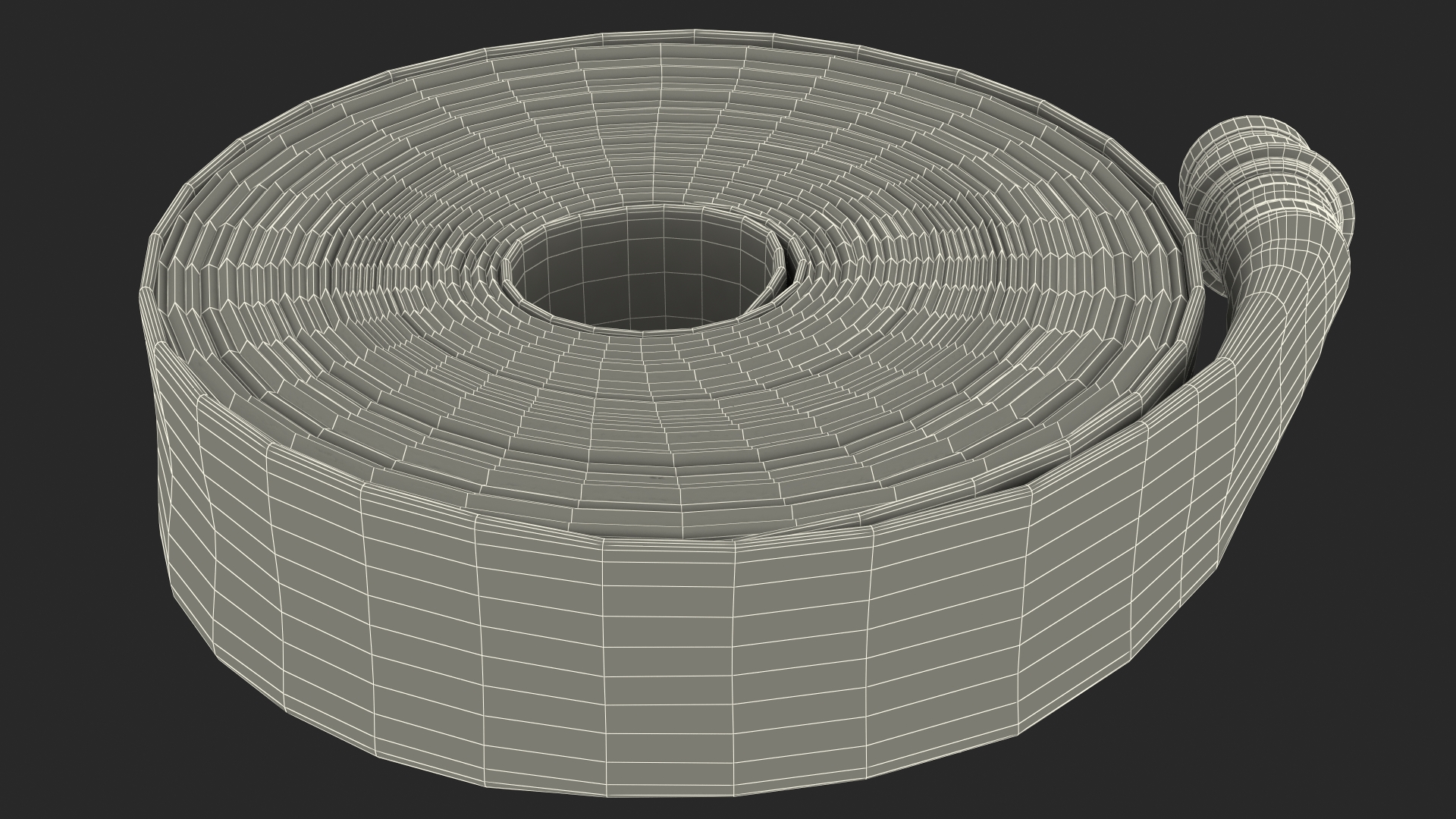 Coiled Fire Hose White Canvas 3D model