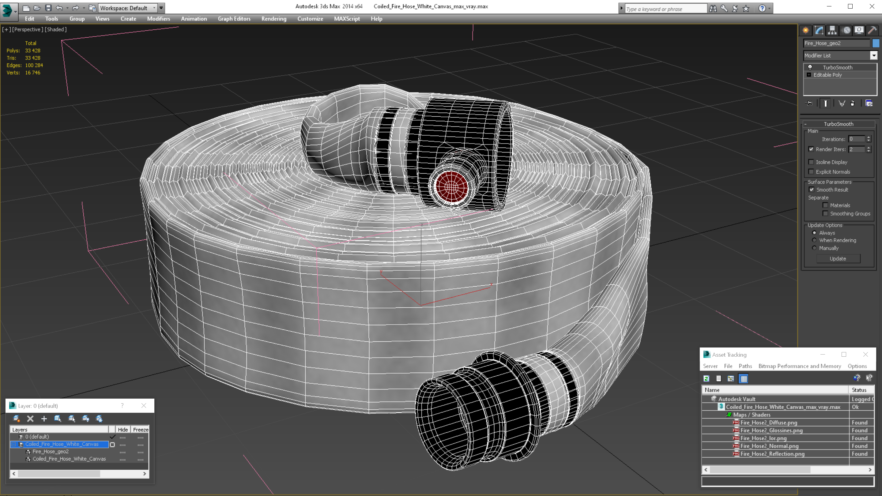Coiled Fire Hose White Canvas 3D model