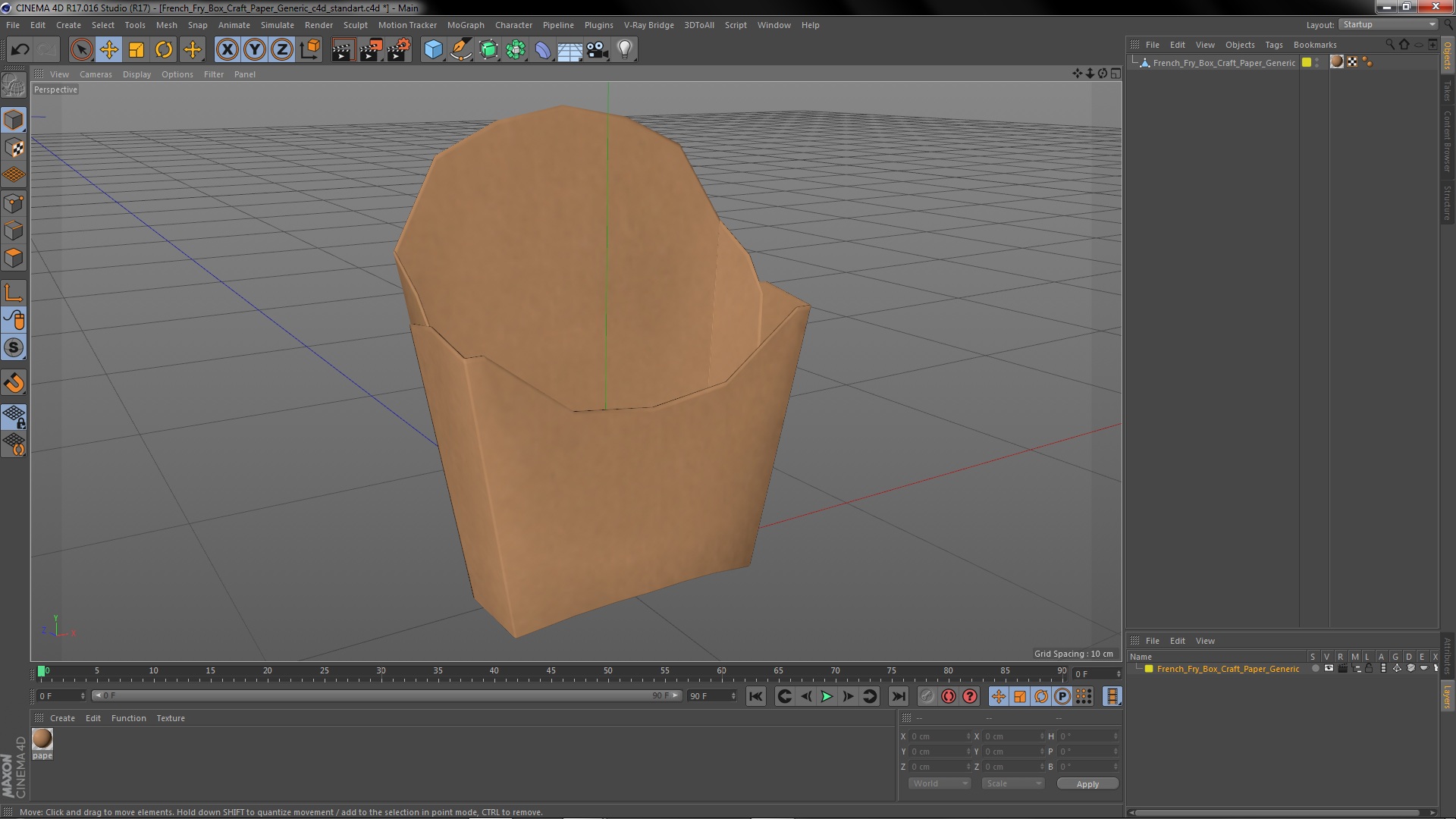 French Fry Box Craft Paper Generic 3D model