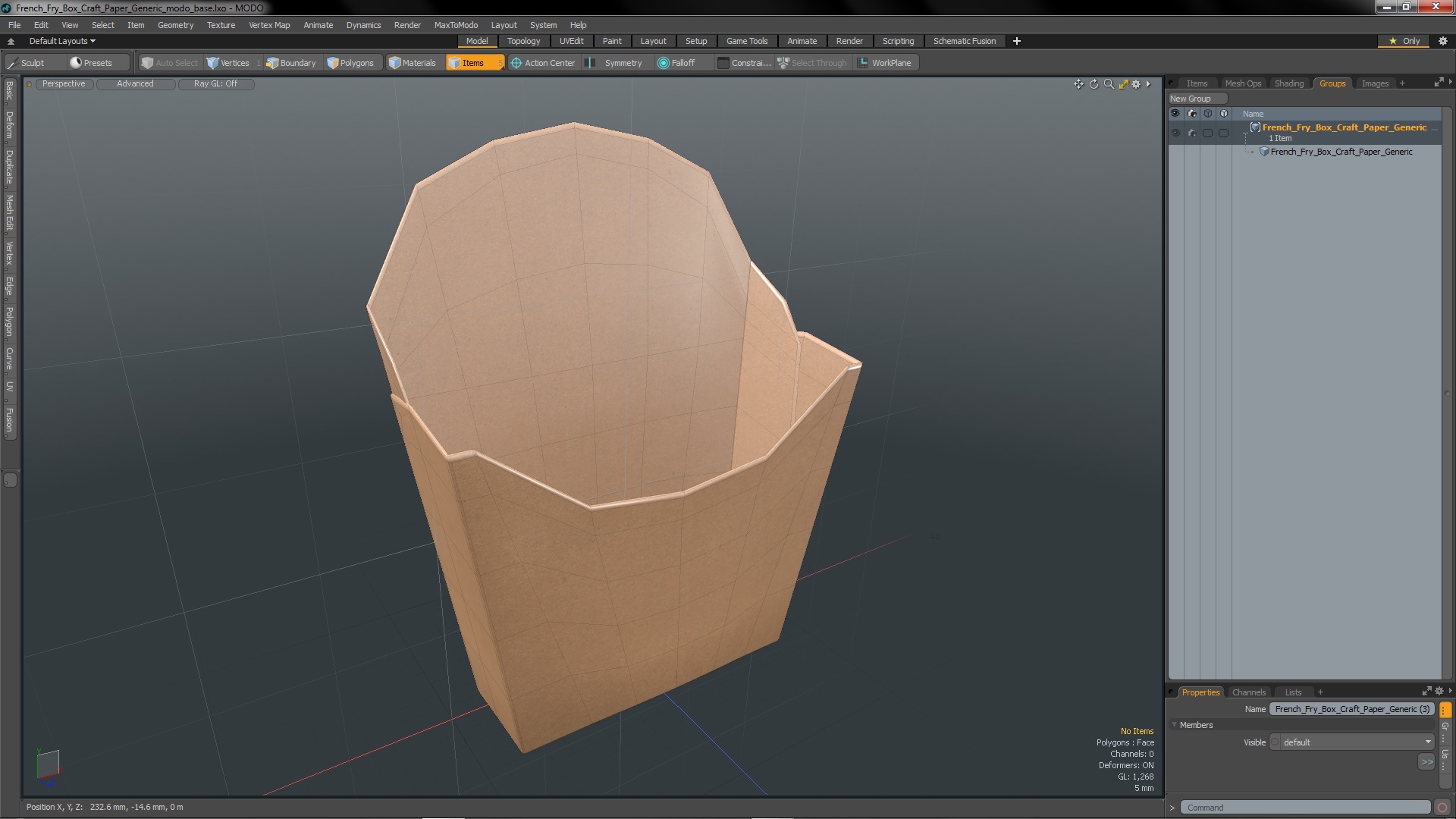 French Fry Box Craft Paper Generic 3D model
