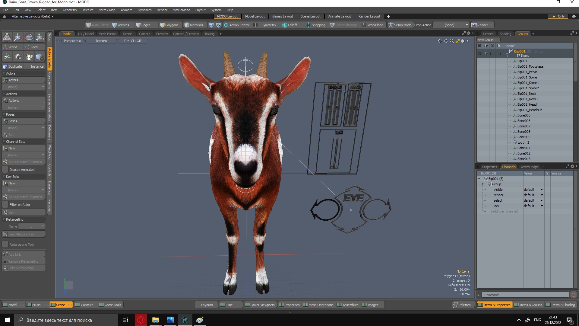Dairy Goat Brown Rigged for Modo 3D