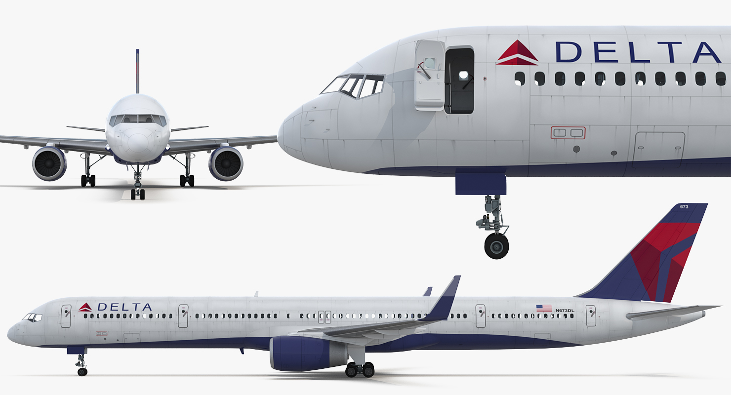 3D Boeing 757 300 Delta with Cabin Rigged model