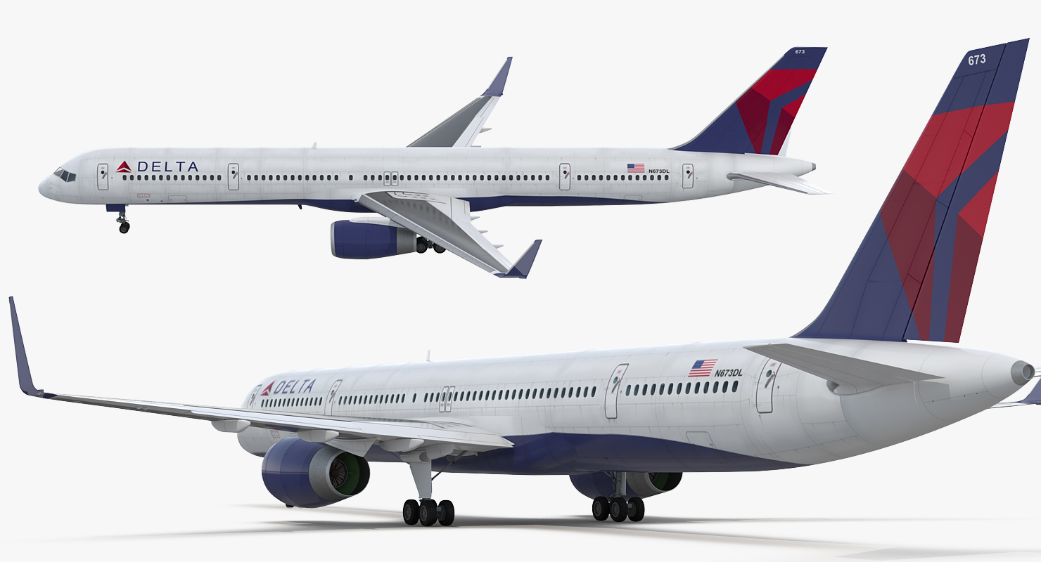3D Boeing 757 300 Delta with Cabin Rigged model