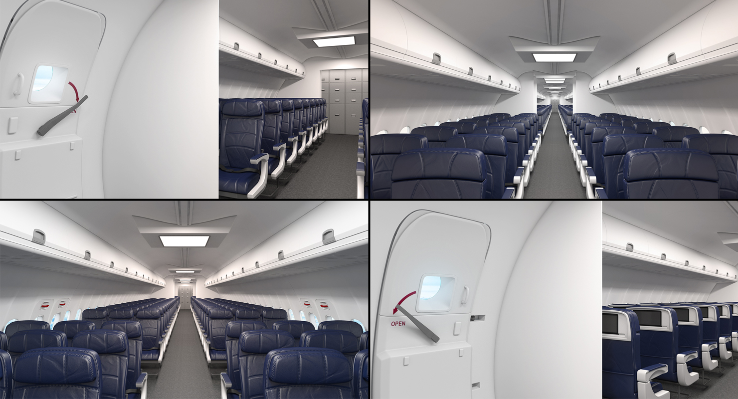 3D Boeing 757 300 Delta with Cabin Rigged model