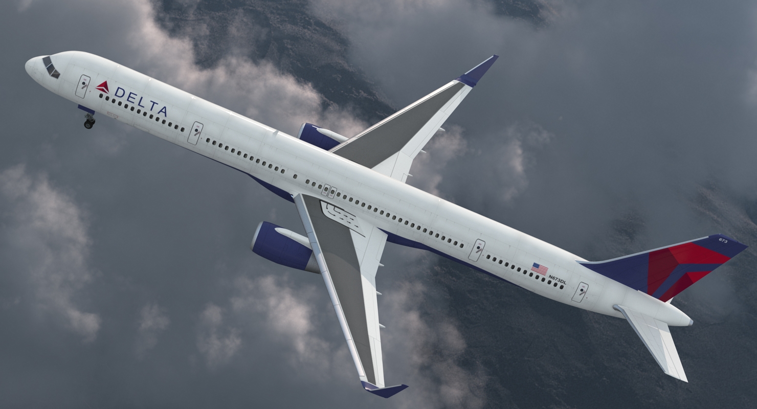 3D Boeing 757 300 Delta with Cabin Rigged model