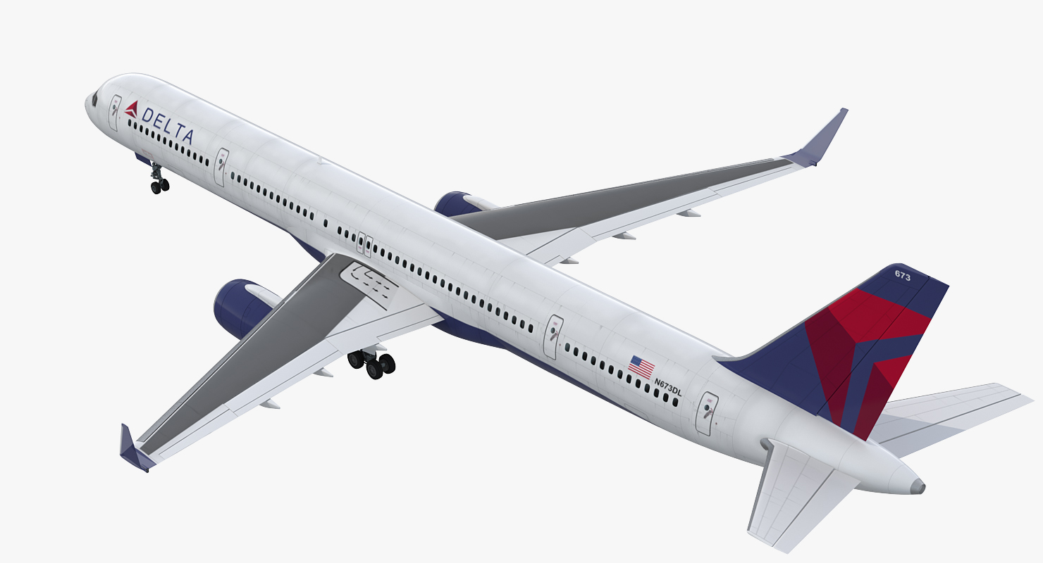 3D Boeing 757 300 Delta with Cabin Rigged model