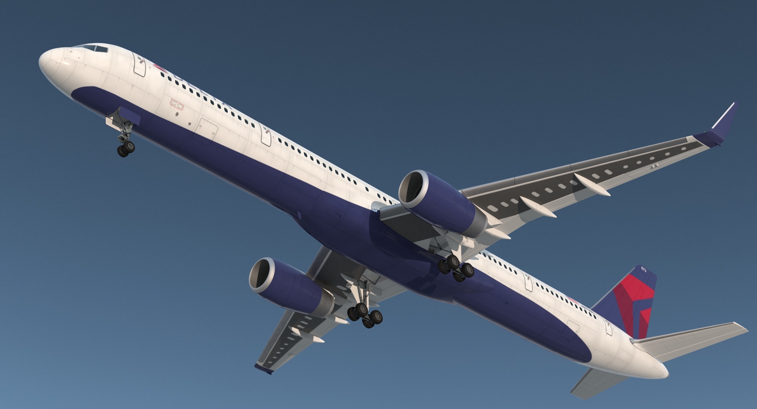 3D Boeing 757 300 Delta with Cabin Rigged model