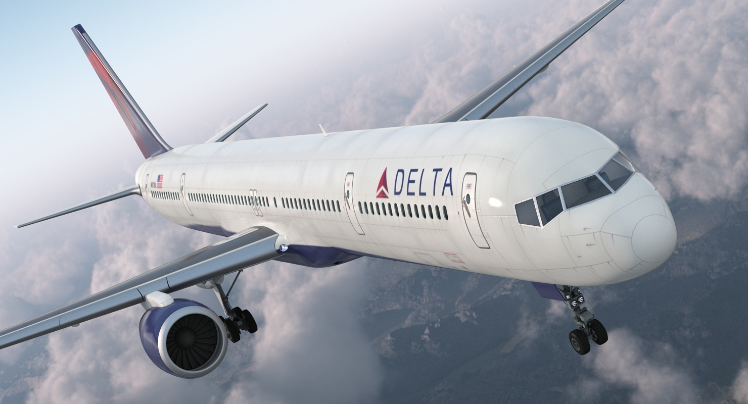 3D Boeing 757 300 Delta with Cabin Rigged model
