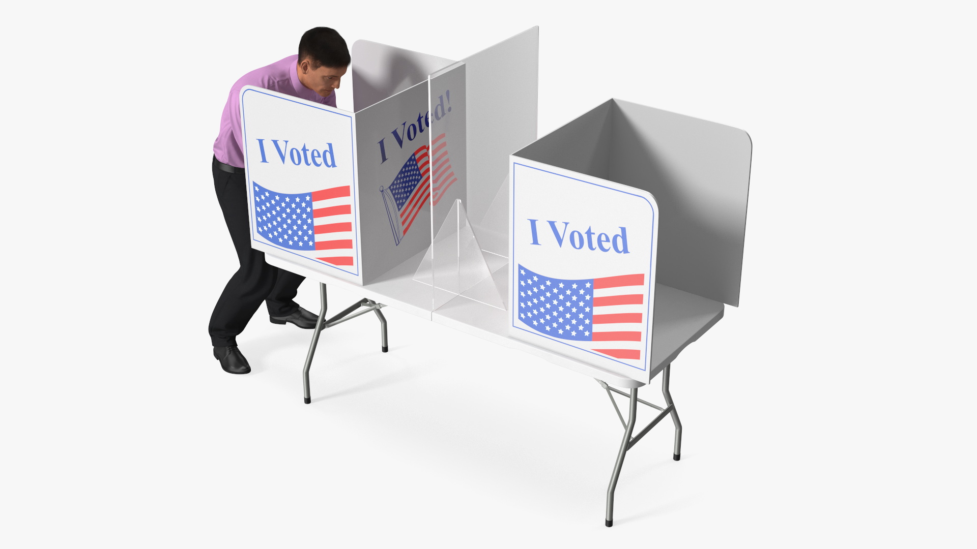 Man with Voting Table Fur Rigged 3D