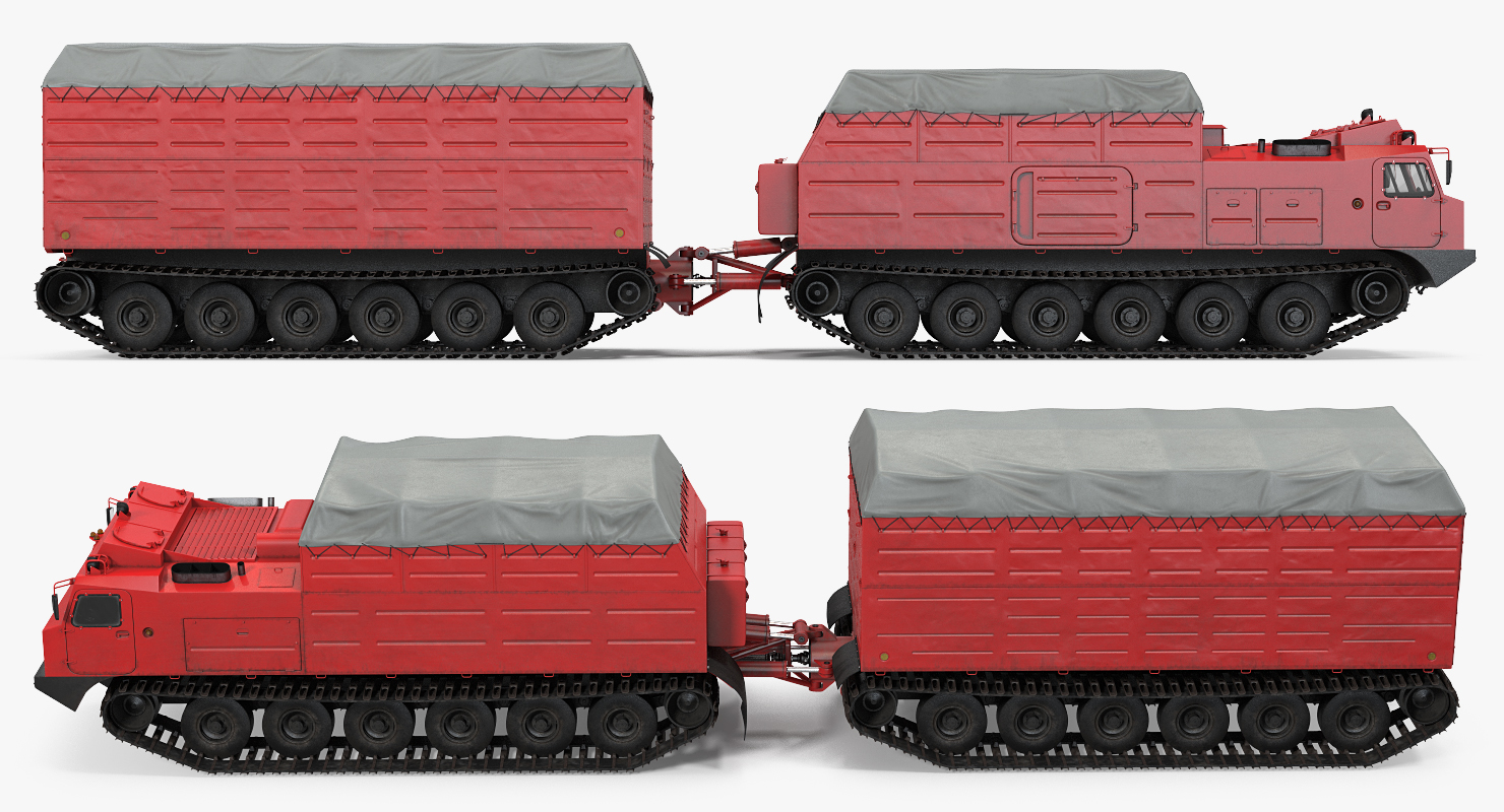 3D Research Articulated Tracked Vehicle Vityaz DT 30 Rigged