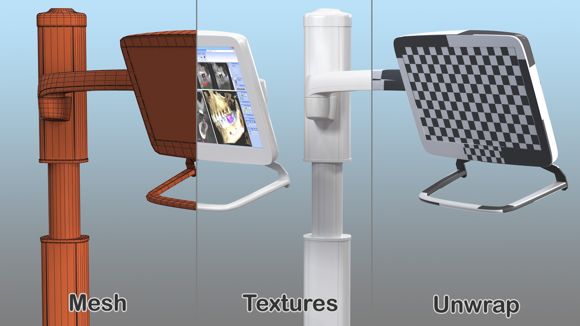3D Post Mounted Dental LCD Display