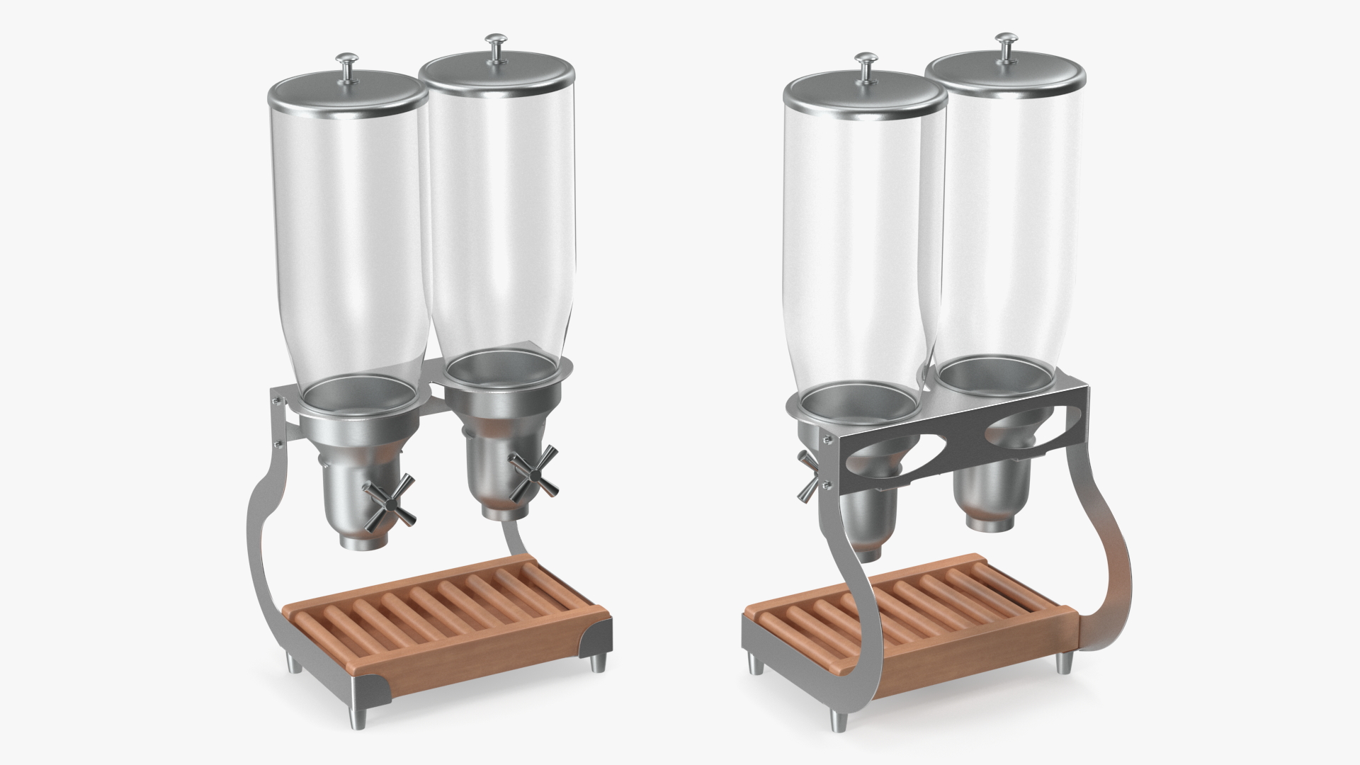 3D Dry Food Storage Container With Double Dispenser Kitchen Wooden Base model