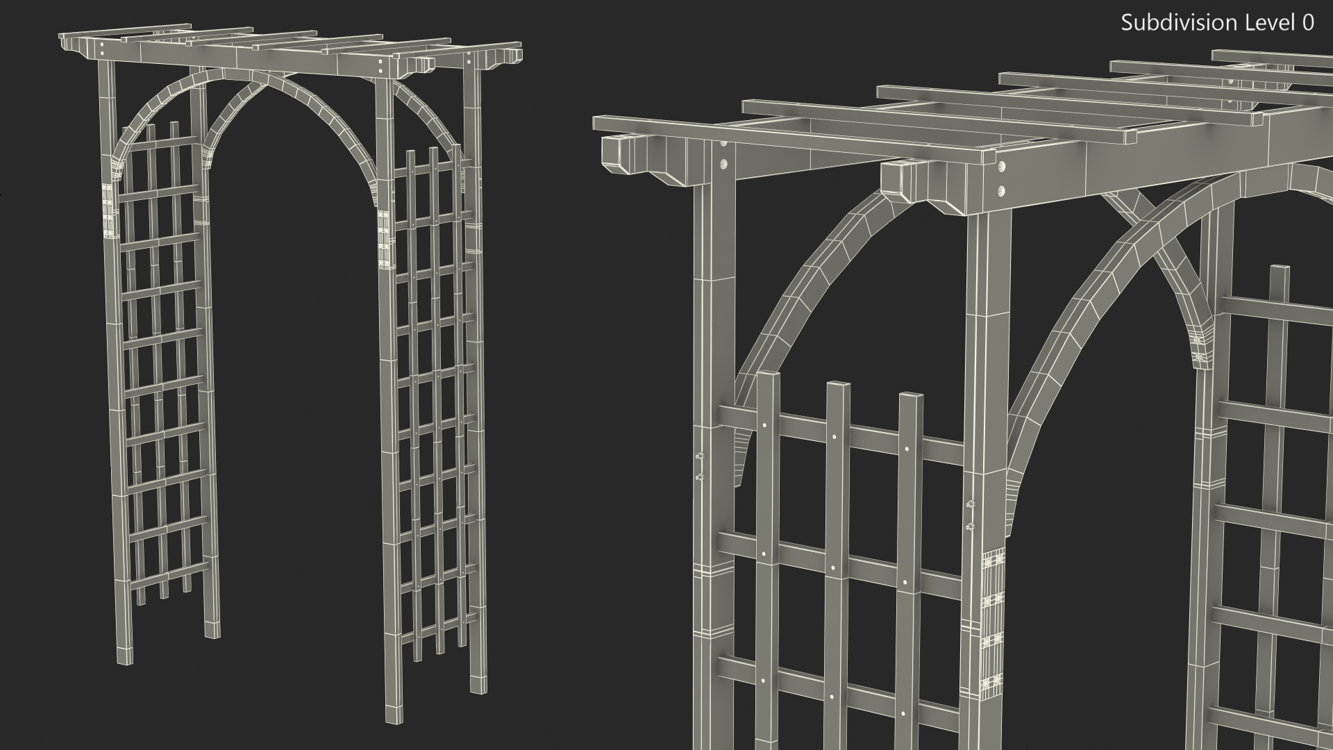 Outdoor Wooden Garden Archway 3D model