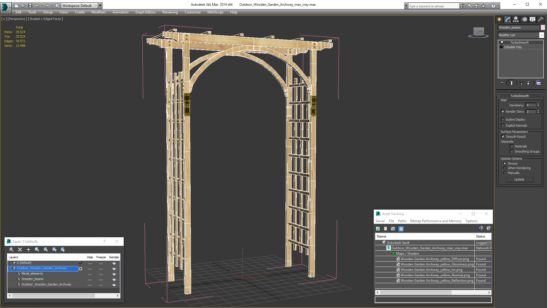 Outdoor Wooden Garden Archway 3D model