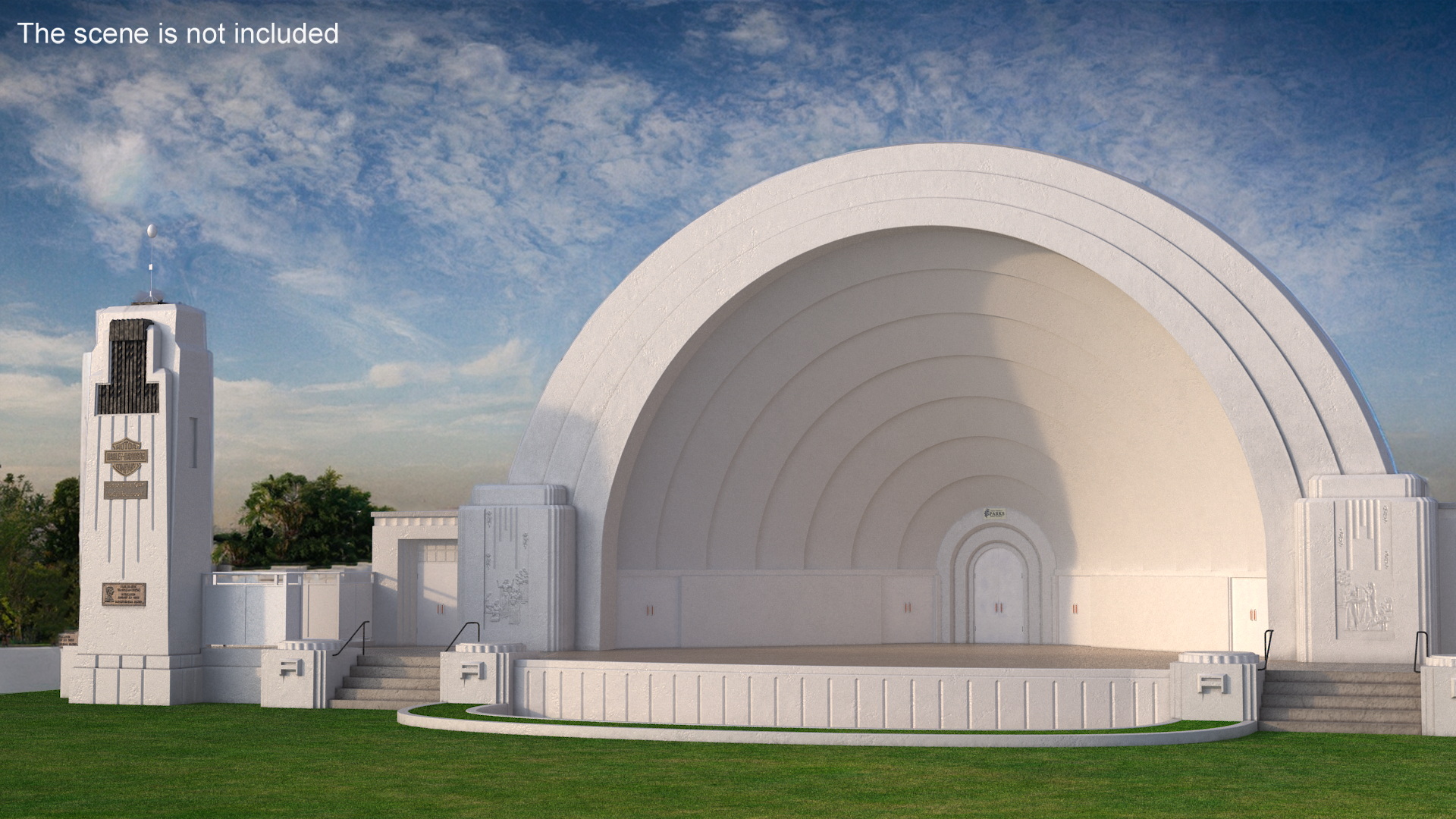 3D model Open Air Concert Stage on Grass with Fur