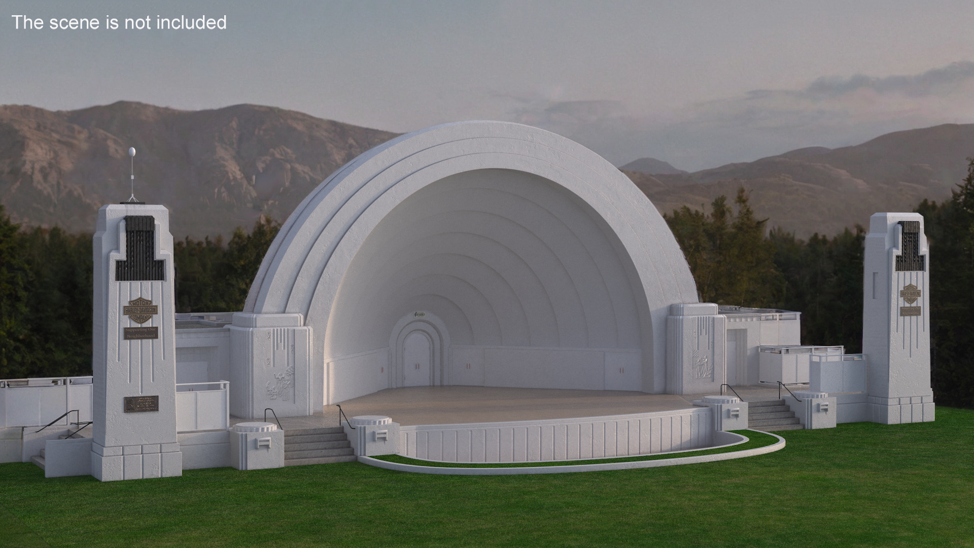 3D model Open Air Concert Stage on Grass with Fur