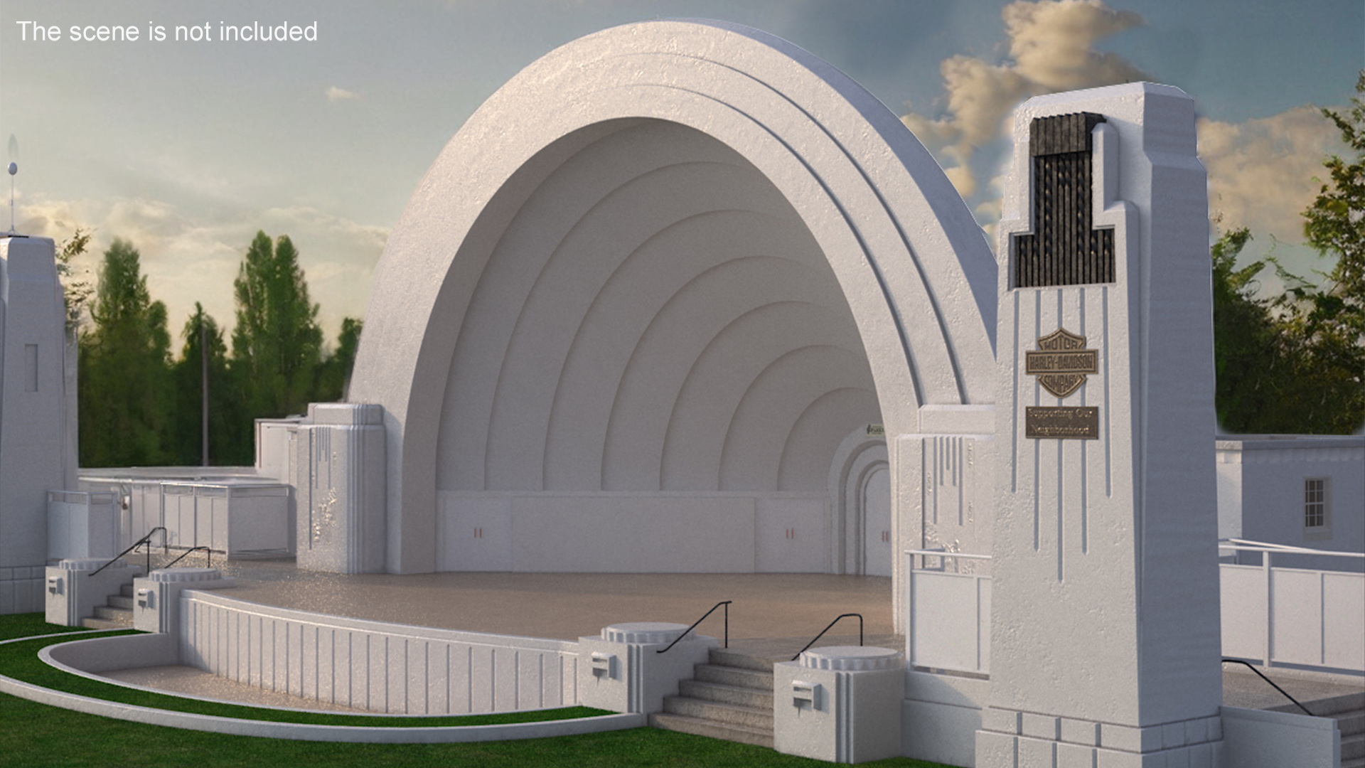 3D model Open Air Concert Stage on Grass with Fur