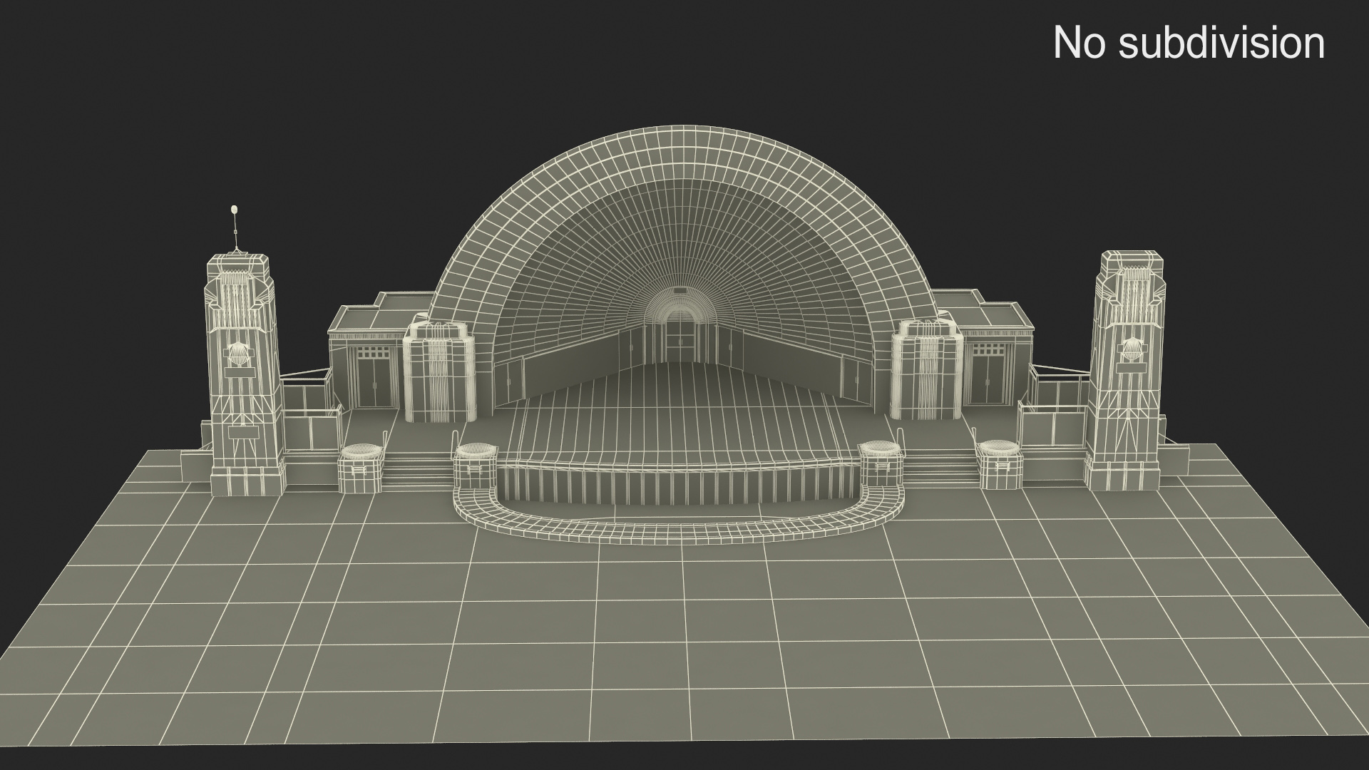 3D model Open Air Concert Stage on Grass with Fur