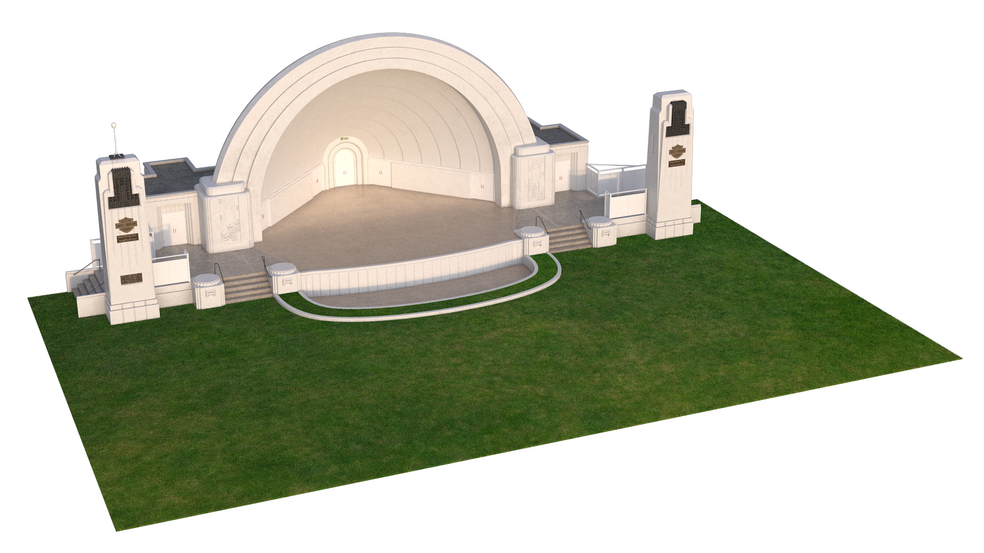 3D model Open Air Concert Stage on Grass with Fur