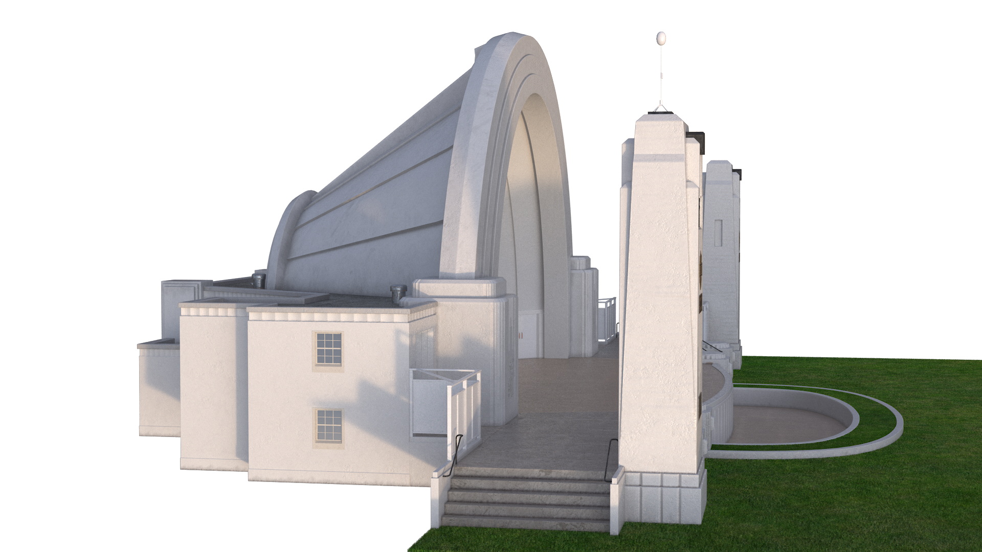 3D model Open Air Concert Stage on Grass with Fur