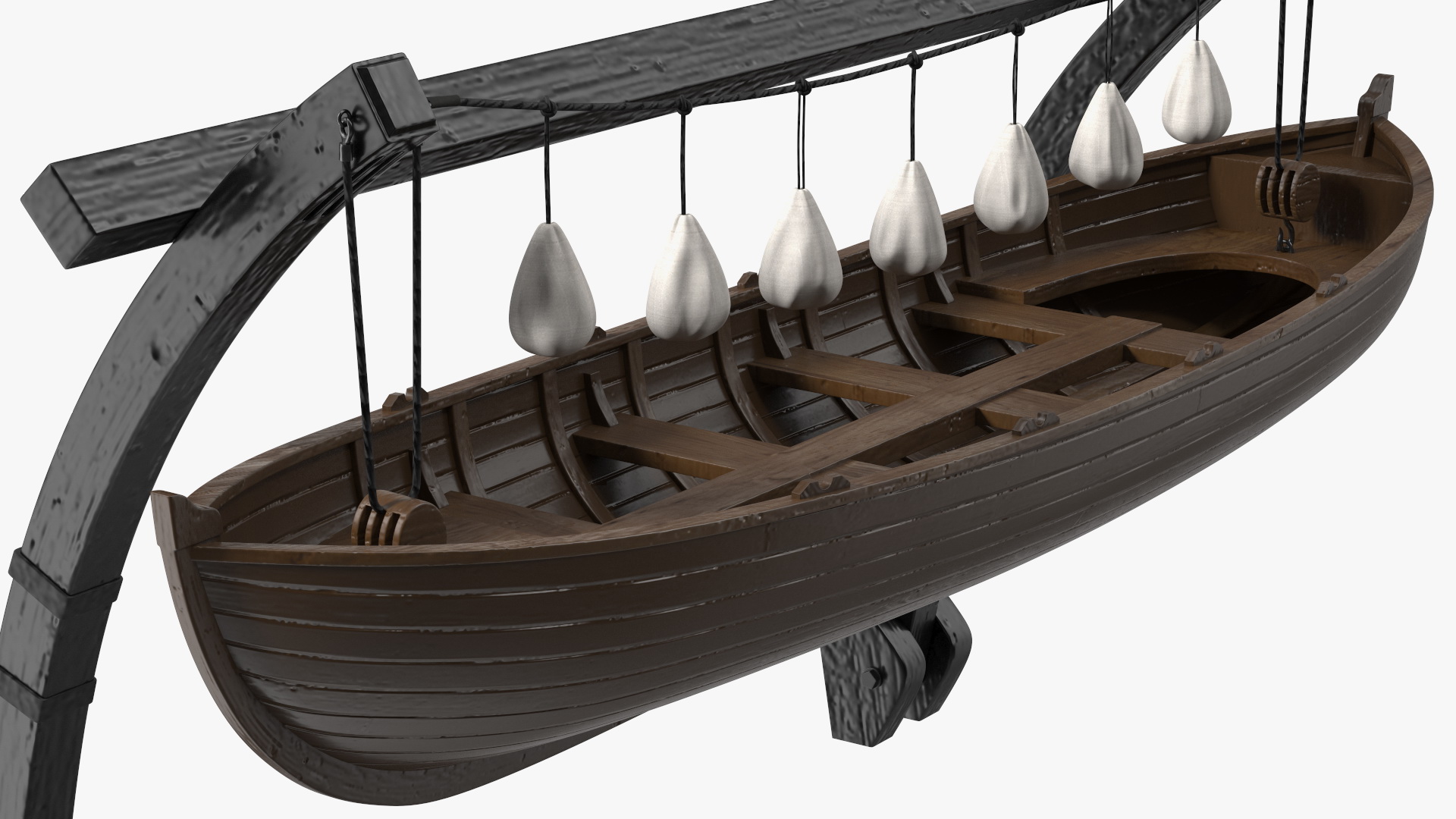 Wooden Gantry Crane with Boat 3D model