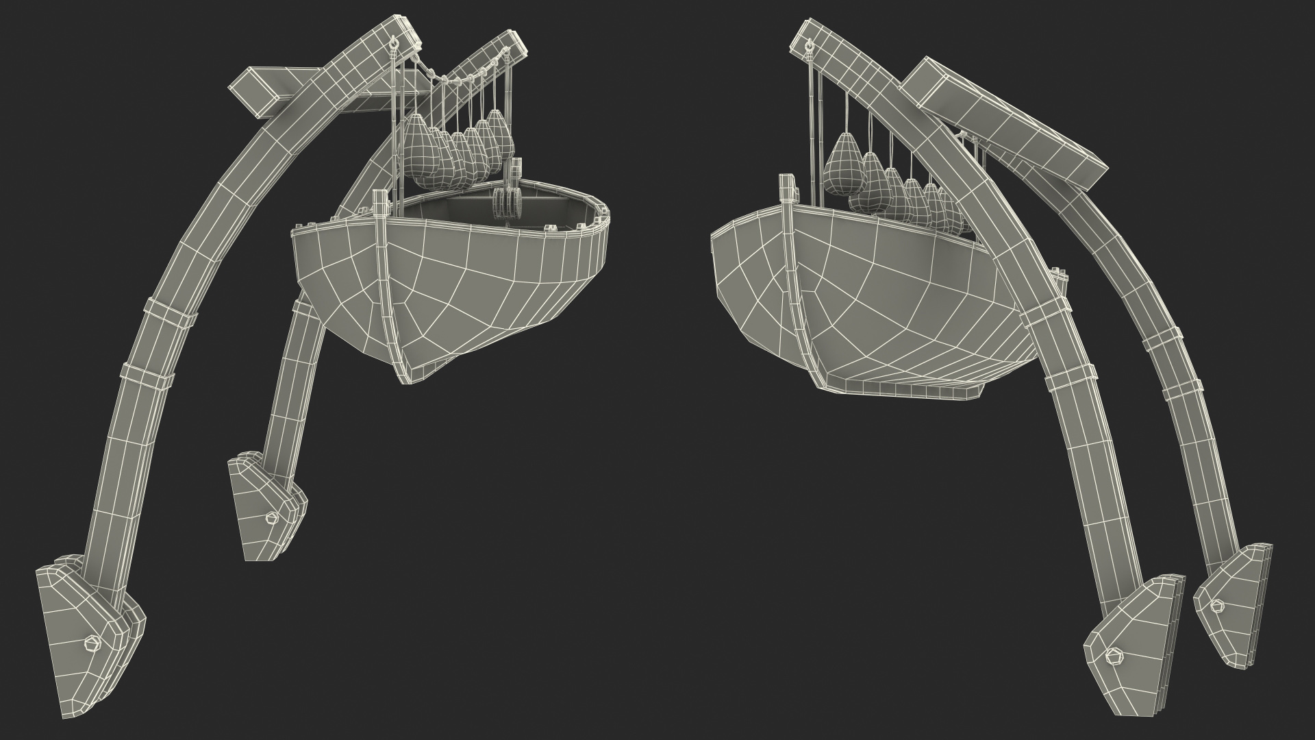 Wooden Gantry Crane with Boat 3D model
