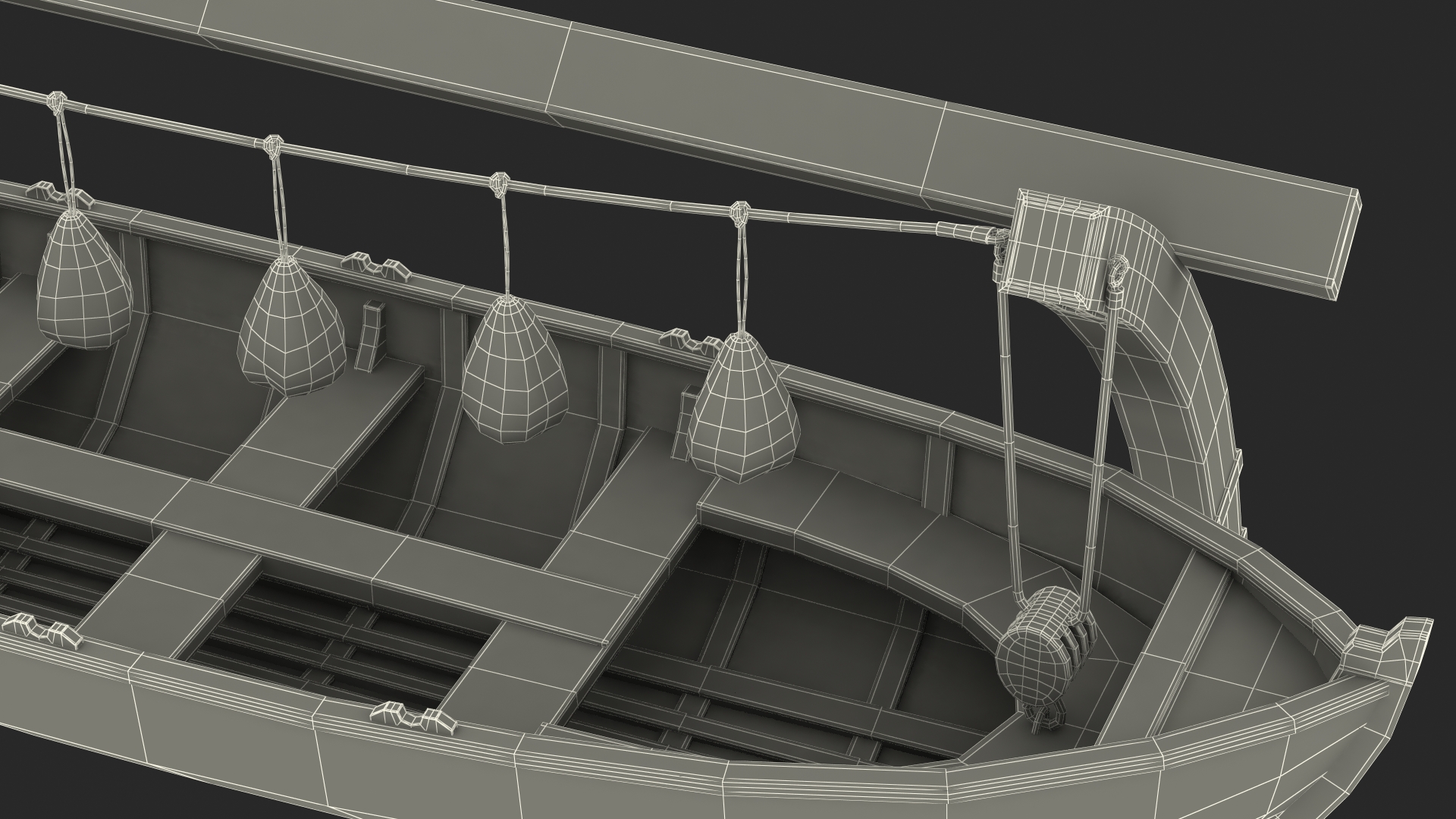Wooden Gantry Crane with Boat 3D model