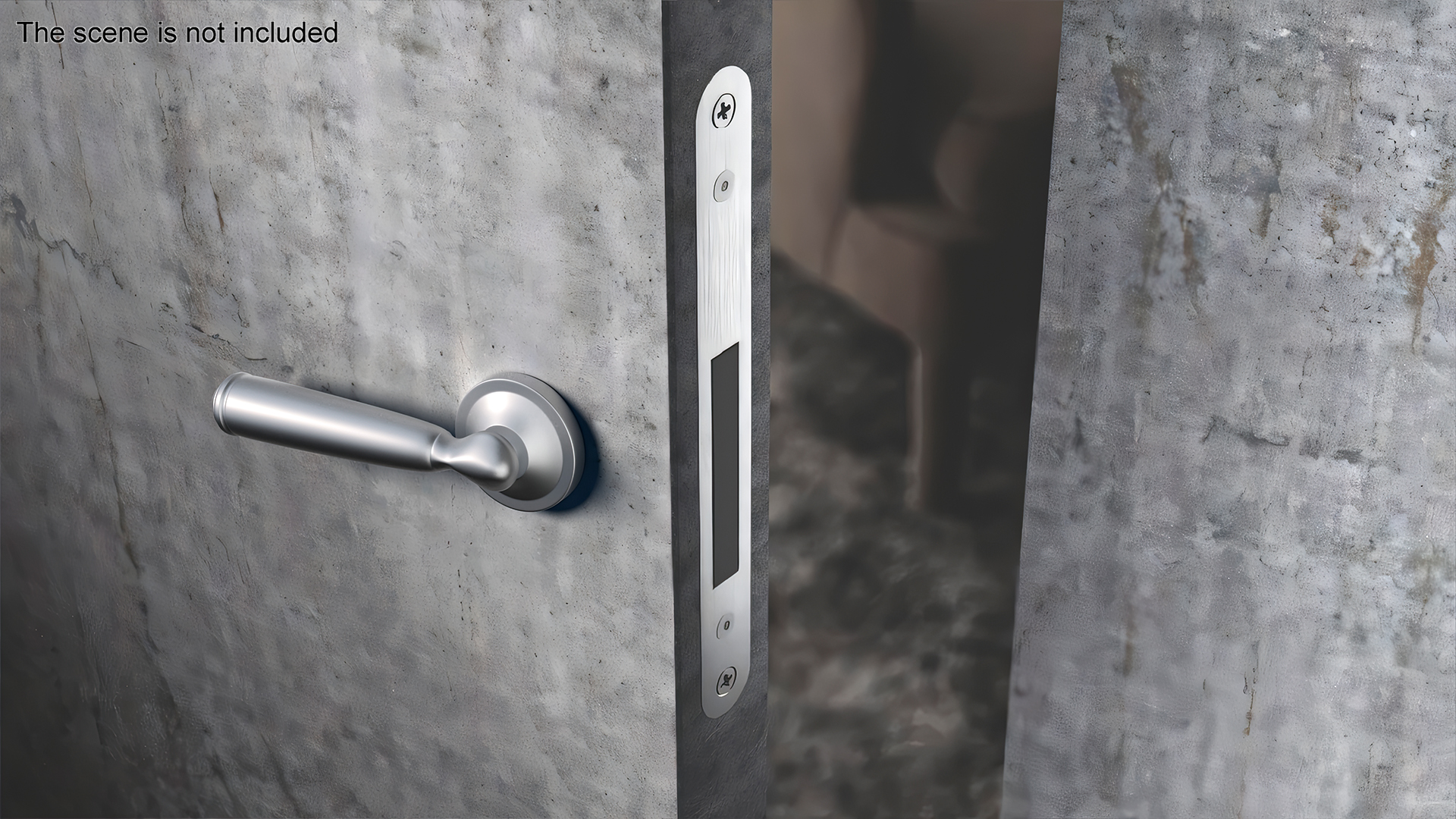 Door Handle Swivel Straight Round Metal 3D model