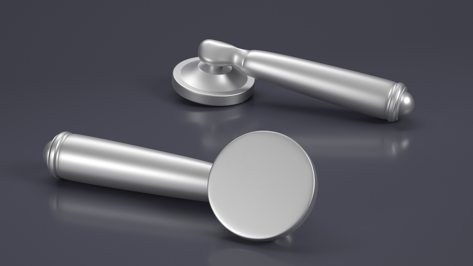 Door Handle Swivel Straight Round Metal 3D model