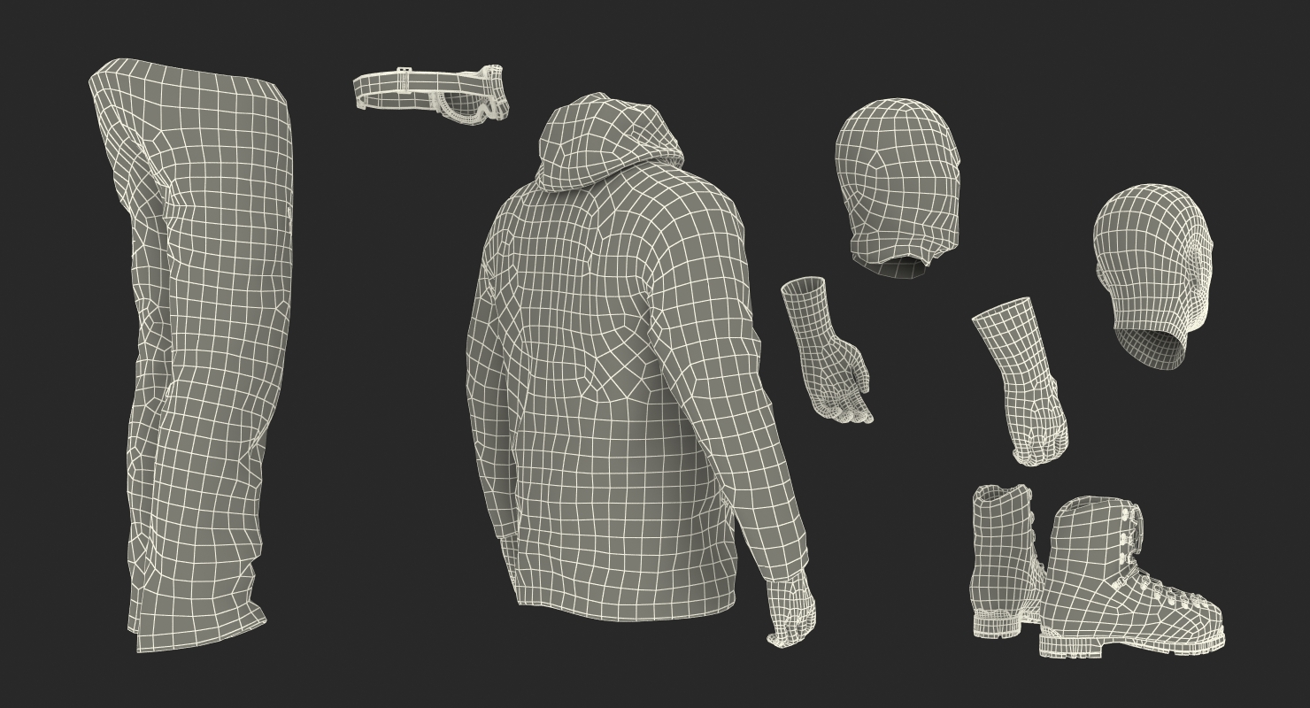 3D model Rock Climber Winter Hiking Gear Standing Pose