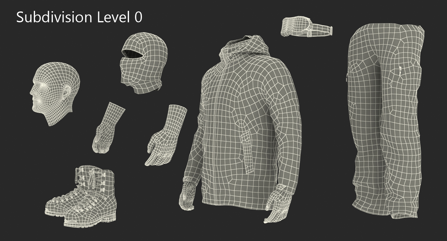 3D model Rock Climber Winter Hiking Gear Standing Pose
