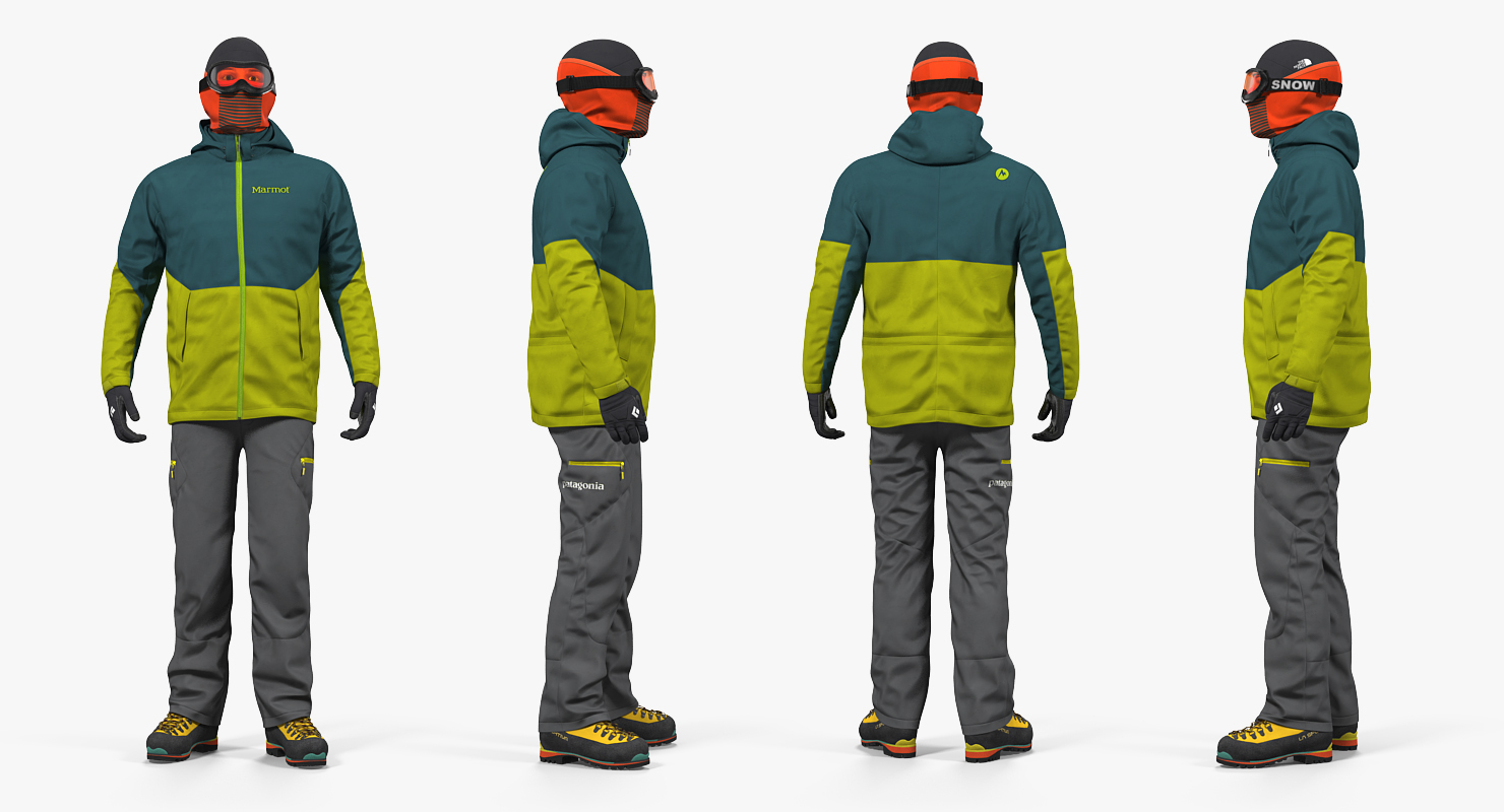 3D model Rock Climber Winter Hiking Gear Standing Pose